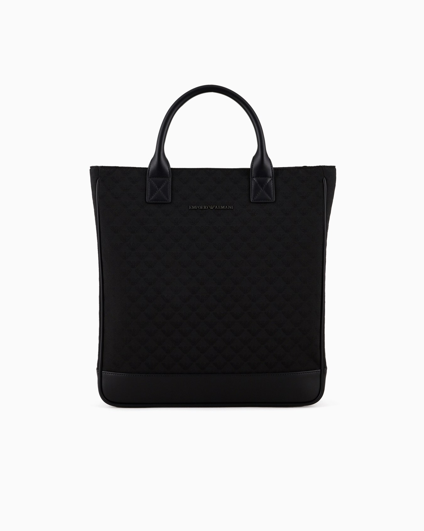 Nylon tote bag with all-over jacquard eagle Slide 0