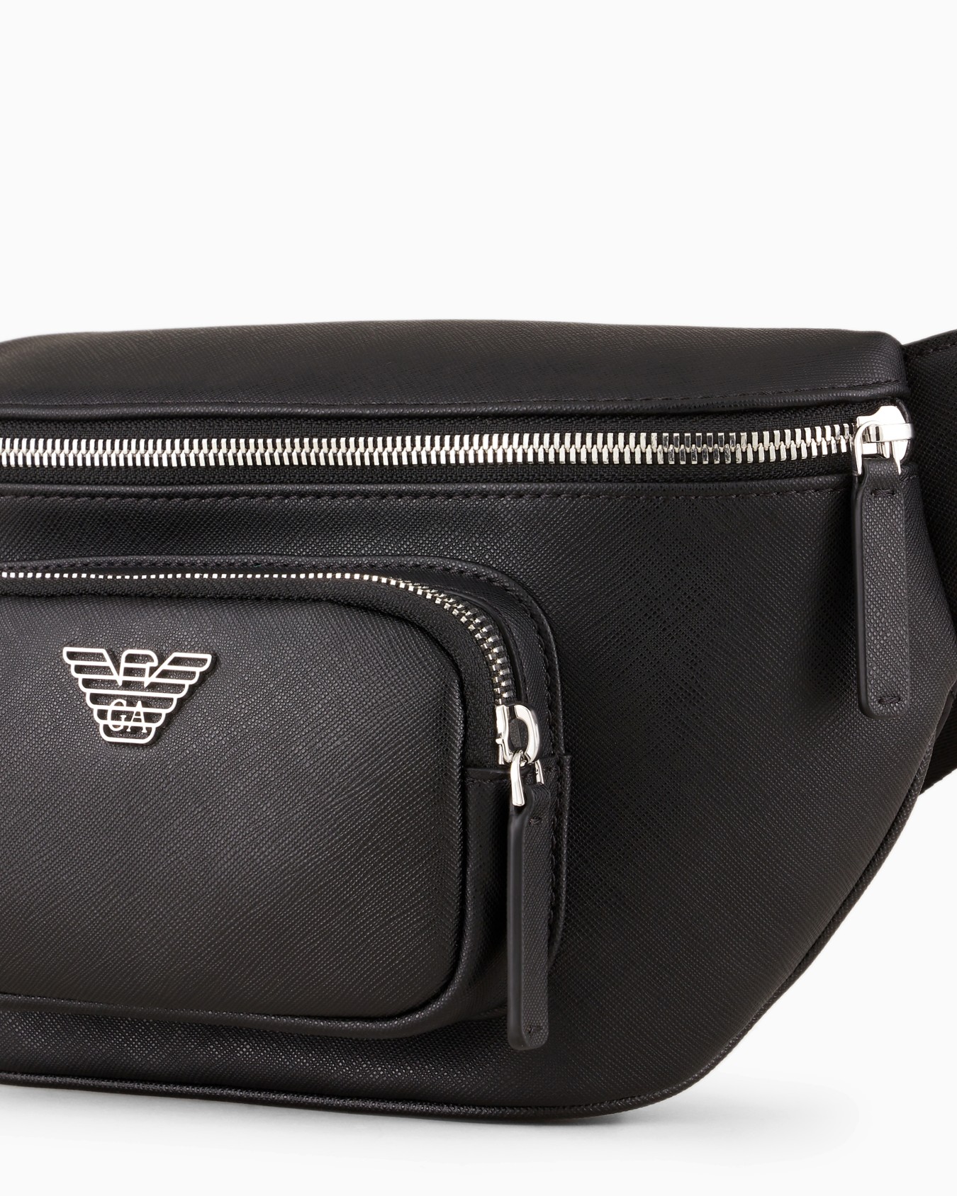 ASV regenerated Saffiano leather belt bag with eagle plate Slide 4