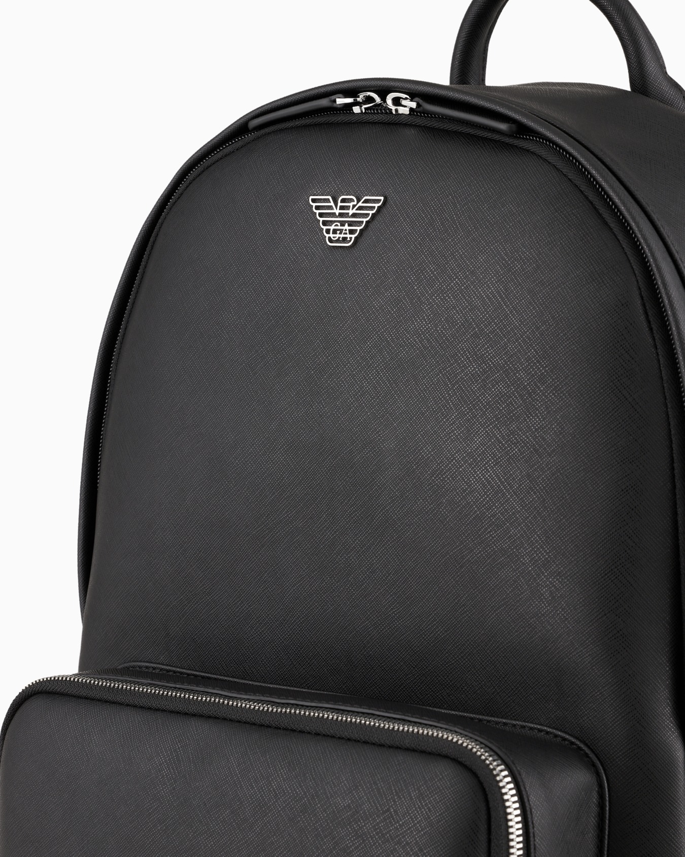 ASV regenerated Saffiano leather round backpack with eagle plate Slide 4