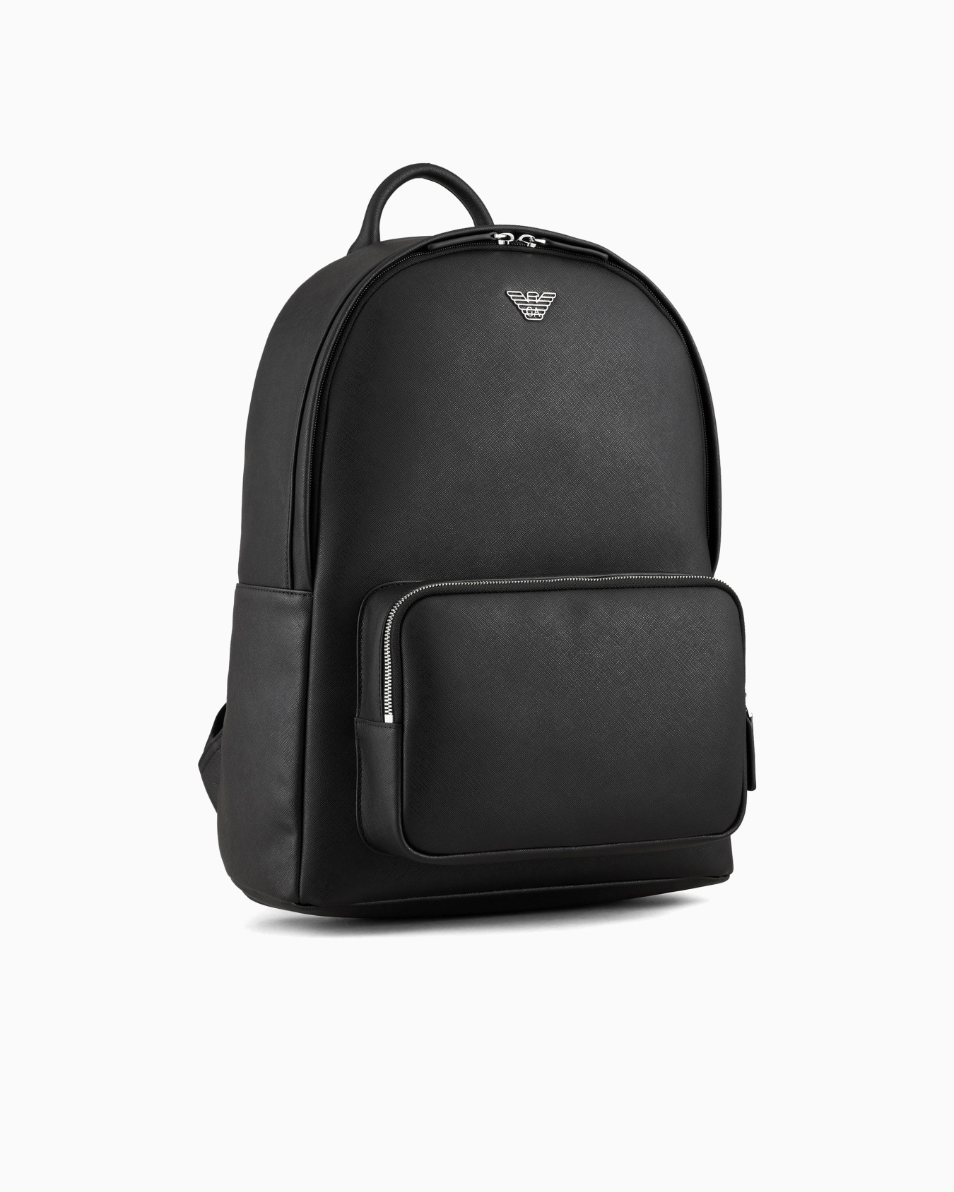 ASV regenerated Saffiano leather round backpack with eagle plate Slide 1