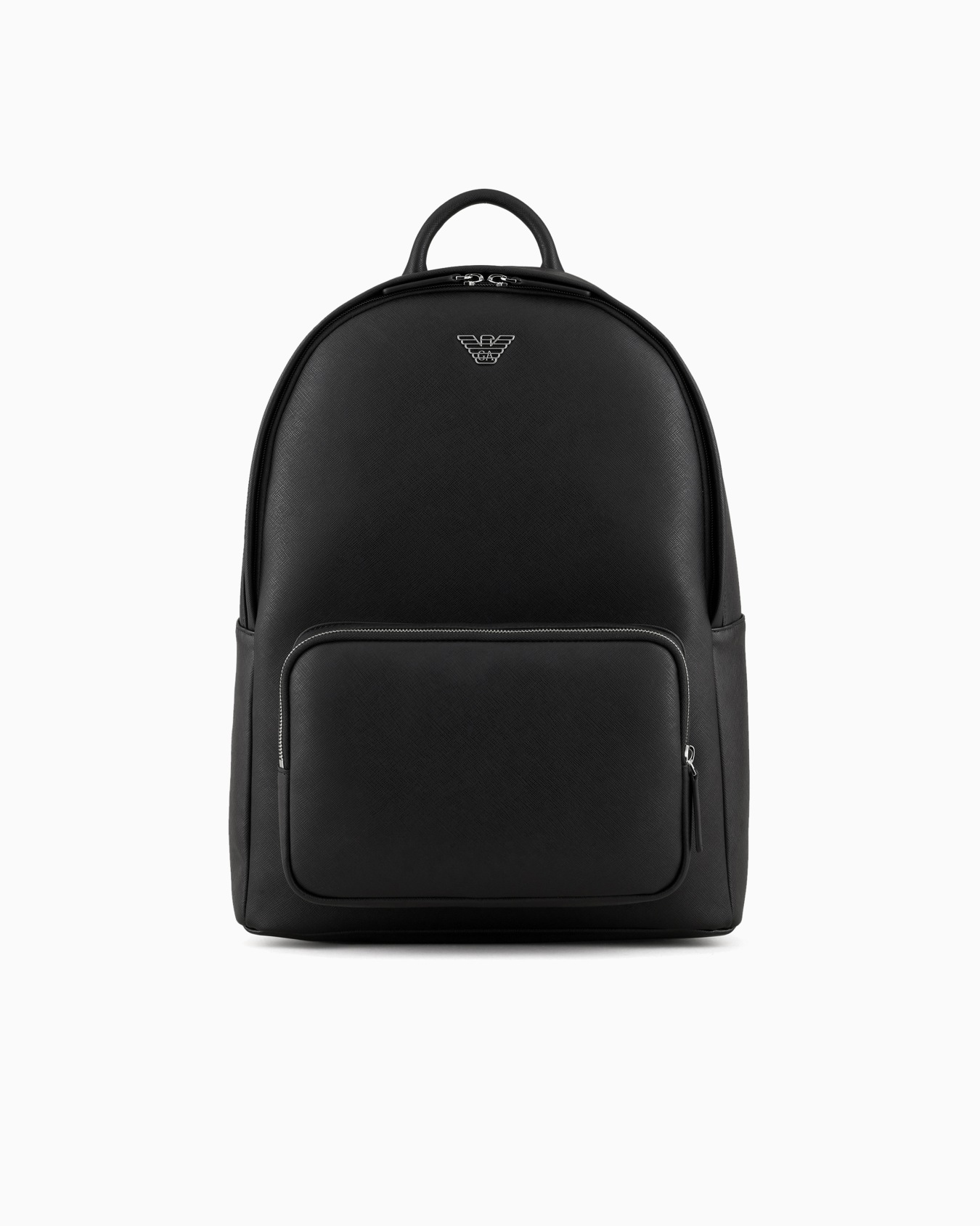 ASV regenerated Saffiano leather round backpack with eagle plate Slide 0