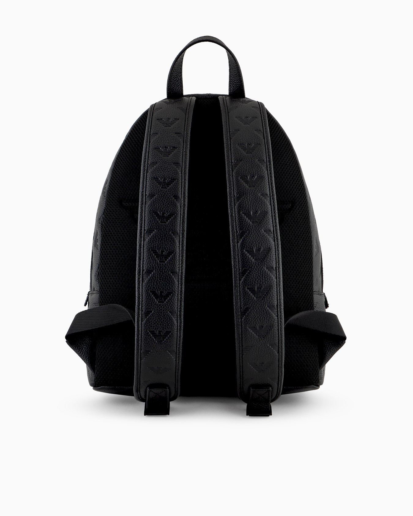 Round leather backpack with all-over embossed eagle Slide 2
