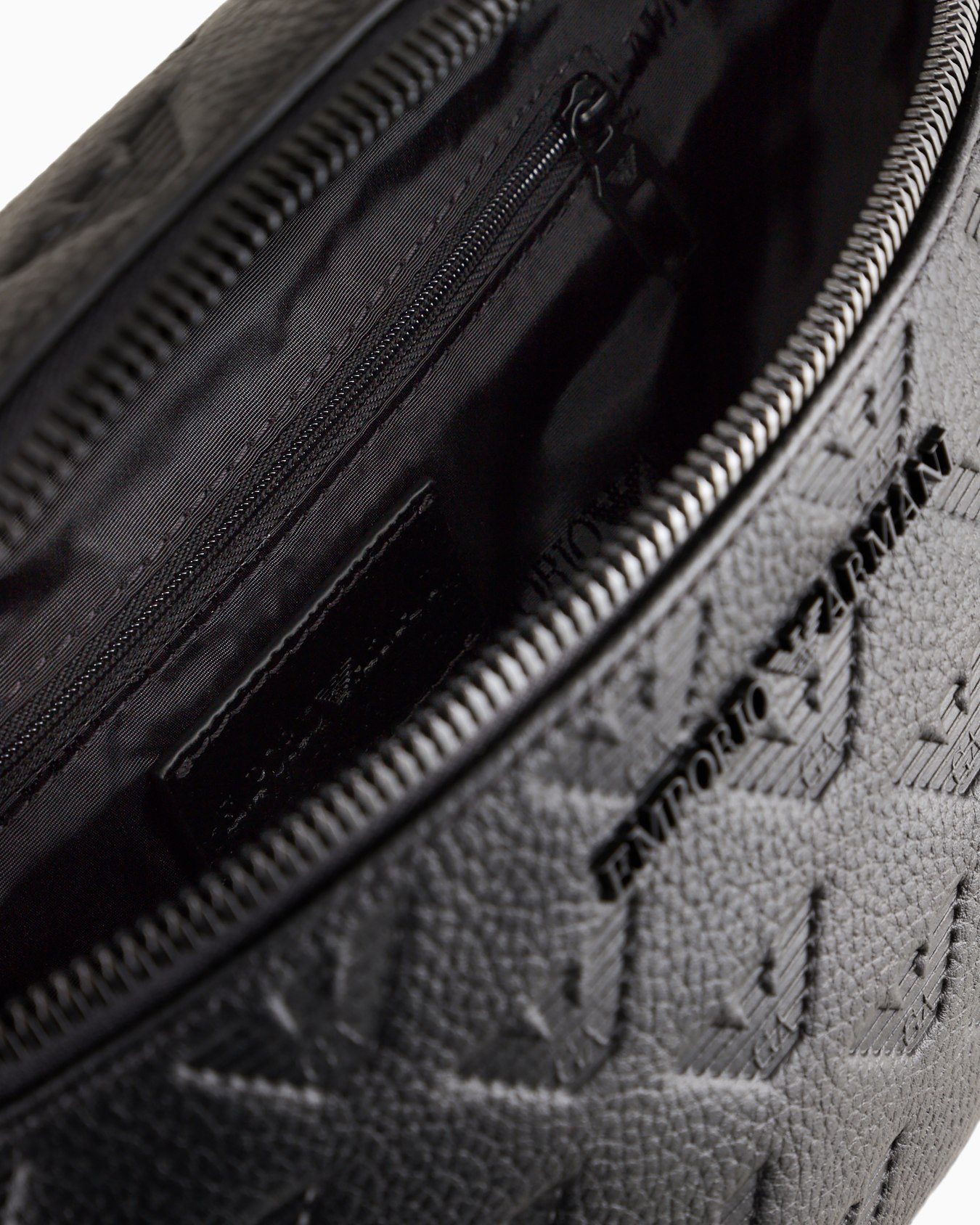 Leather belt bag with all-over embossed eagle Slide 3