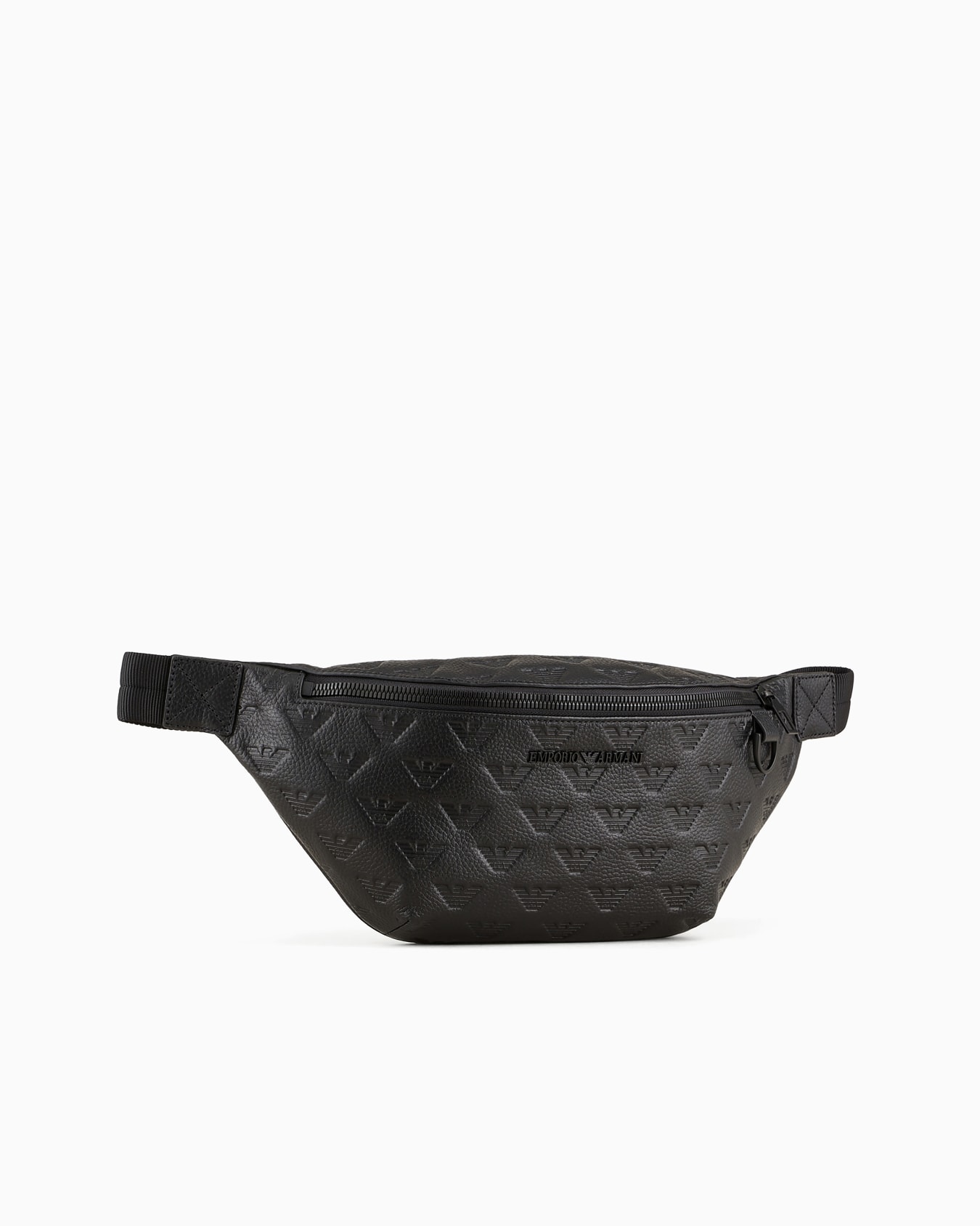 Leather belt bag with all-over embossed eagle Slide 1