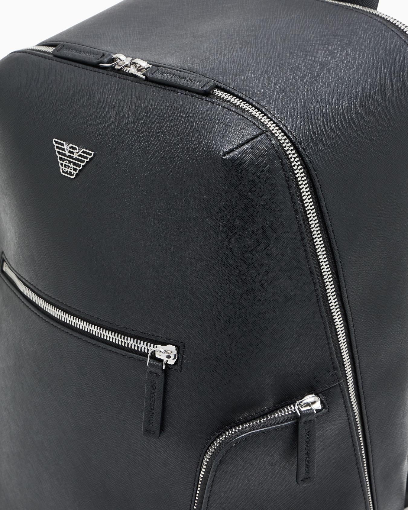 ASV regenerated Saffiano leather backpack with eagle plate Slide 4