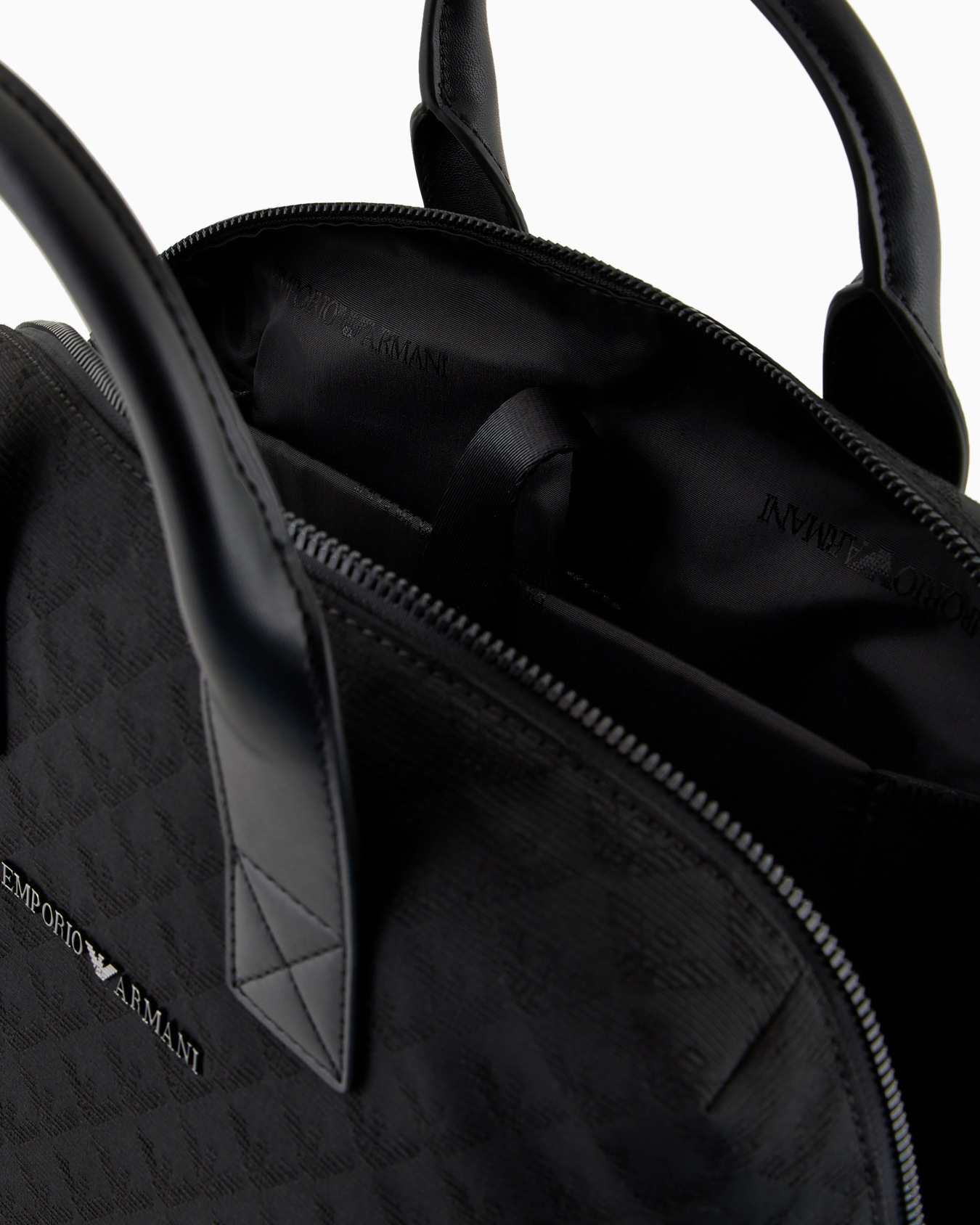Nylon backpack with all-over jacquard eagle and handles Slide 3