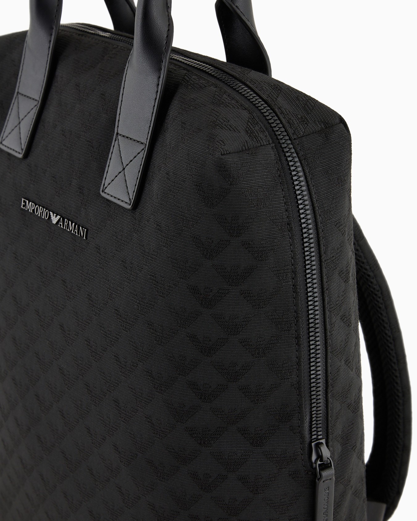 Nylon backpack with all-over jacquard eagle and handles Slide 4
