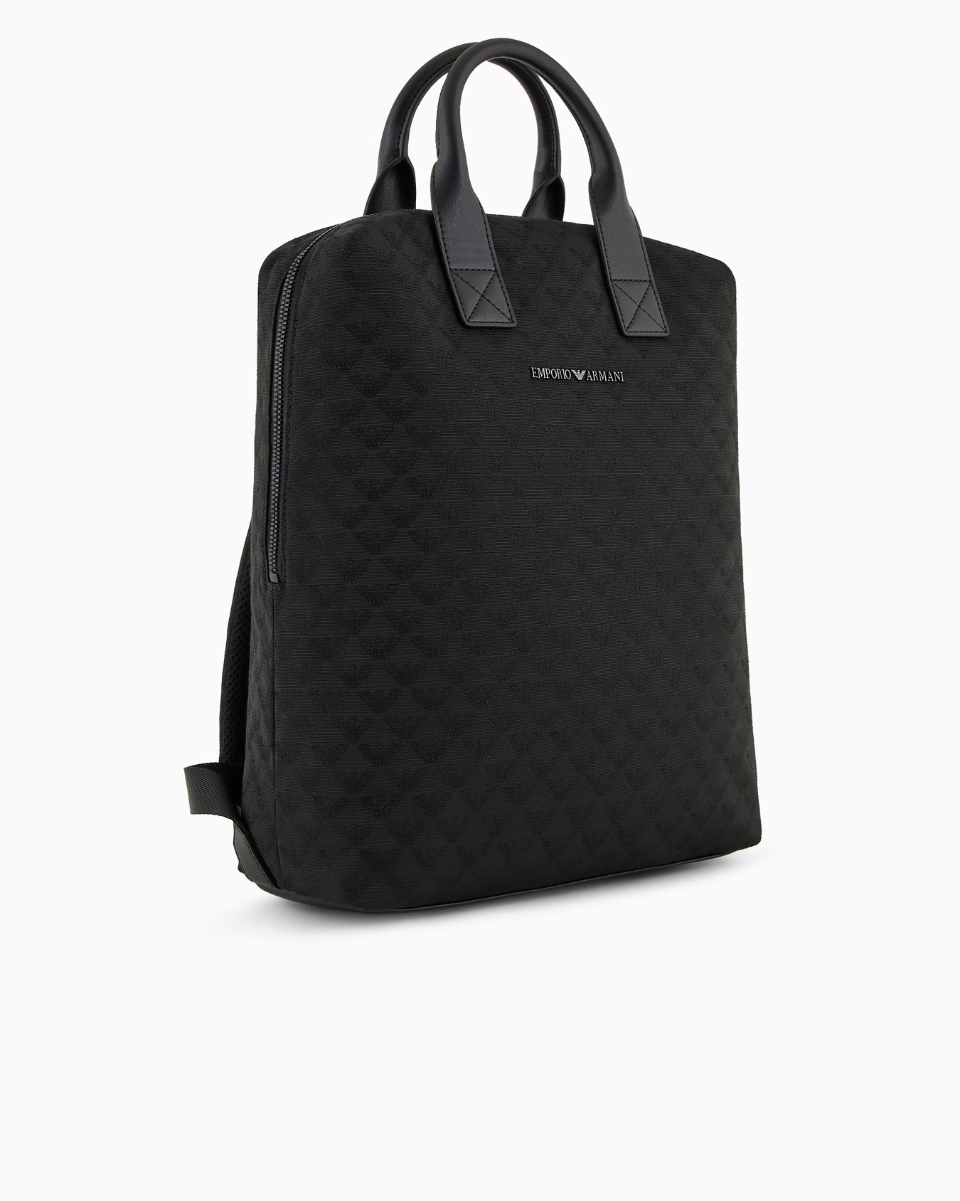 Nylon backpack with all-over jacquard eagle and handles Slide 1