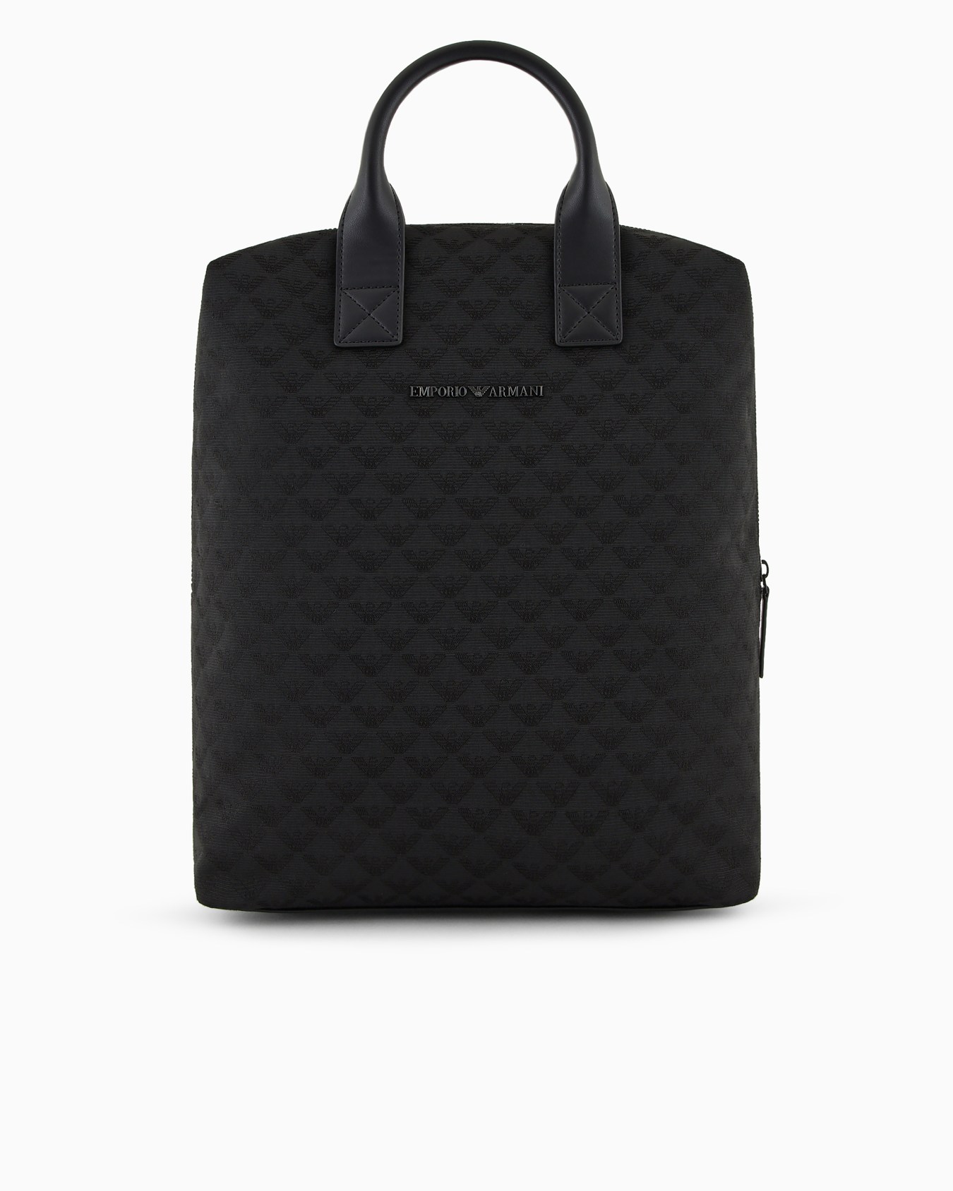Nylon backpack with all-over jacquard eagle and handles Slide 0