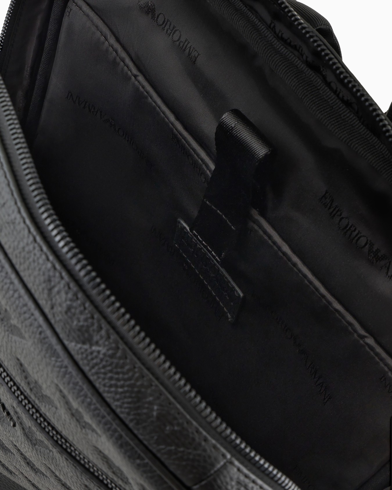 Slim leather backpack with all-over embossed eagle Slide 3