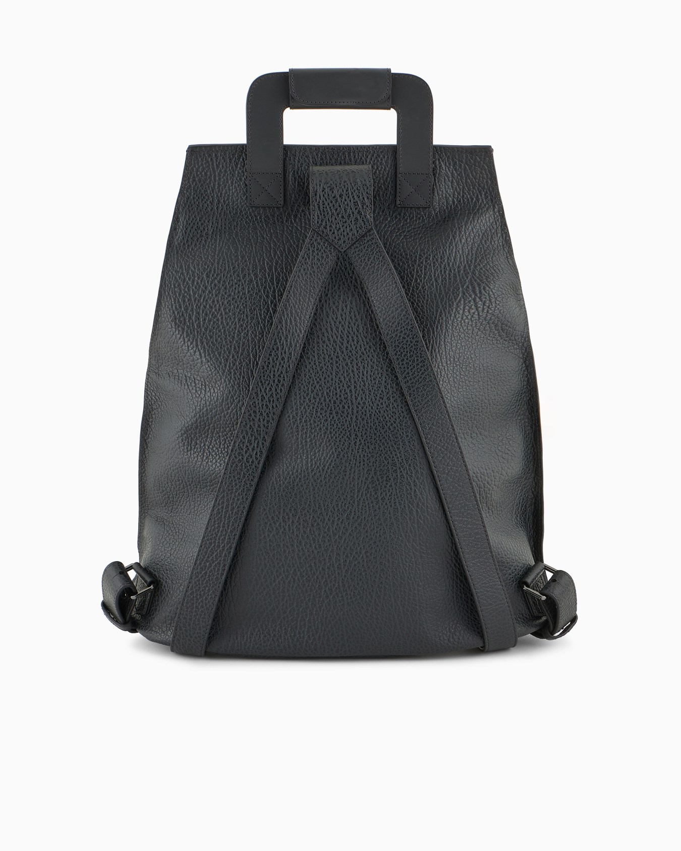 Pebbled-leather backpack with smooth leather details Slide 2