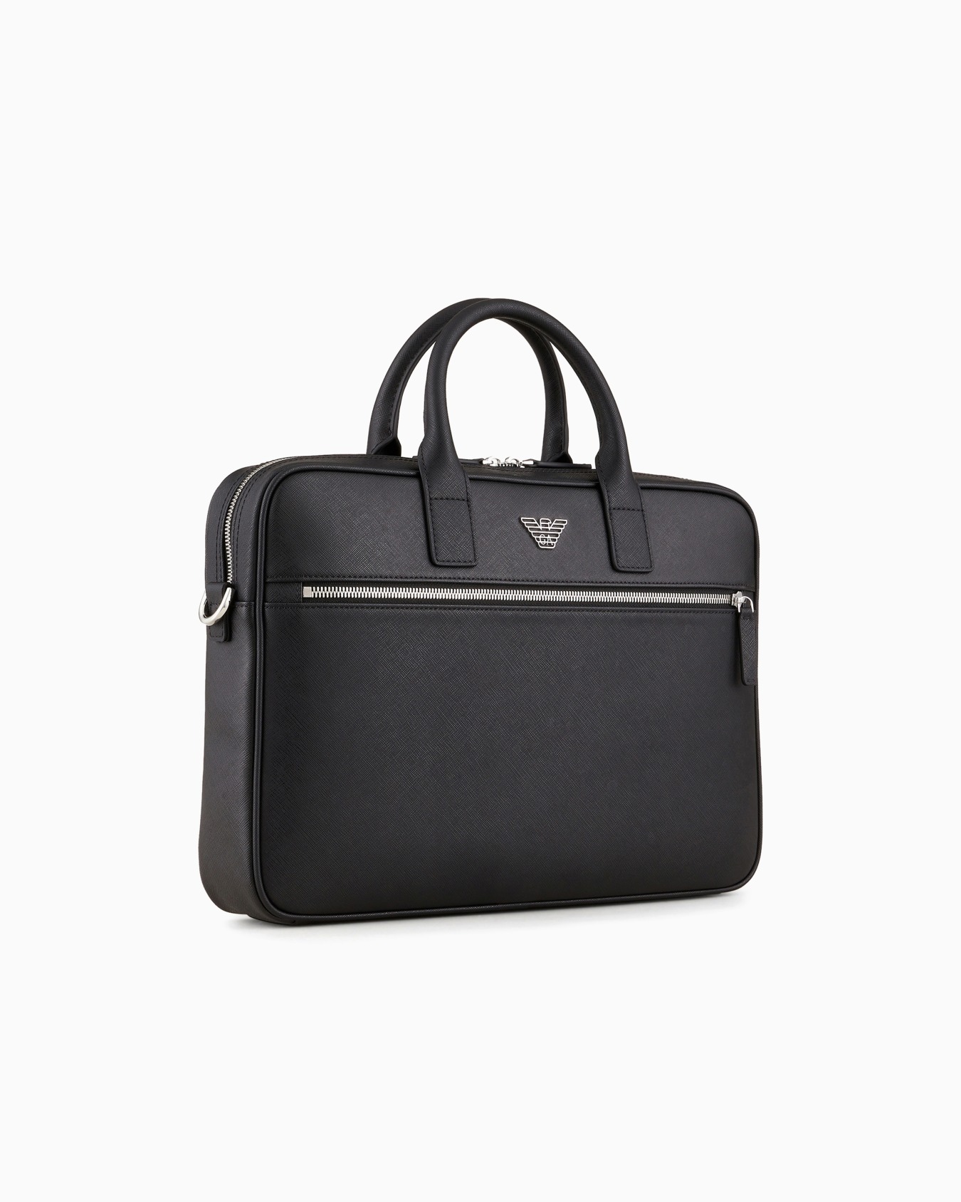 Bolso modelo business de piel saffiano regenerada con placa de águila ASV Diapositiva 1