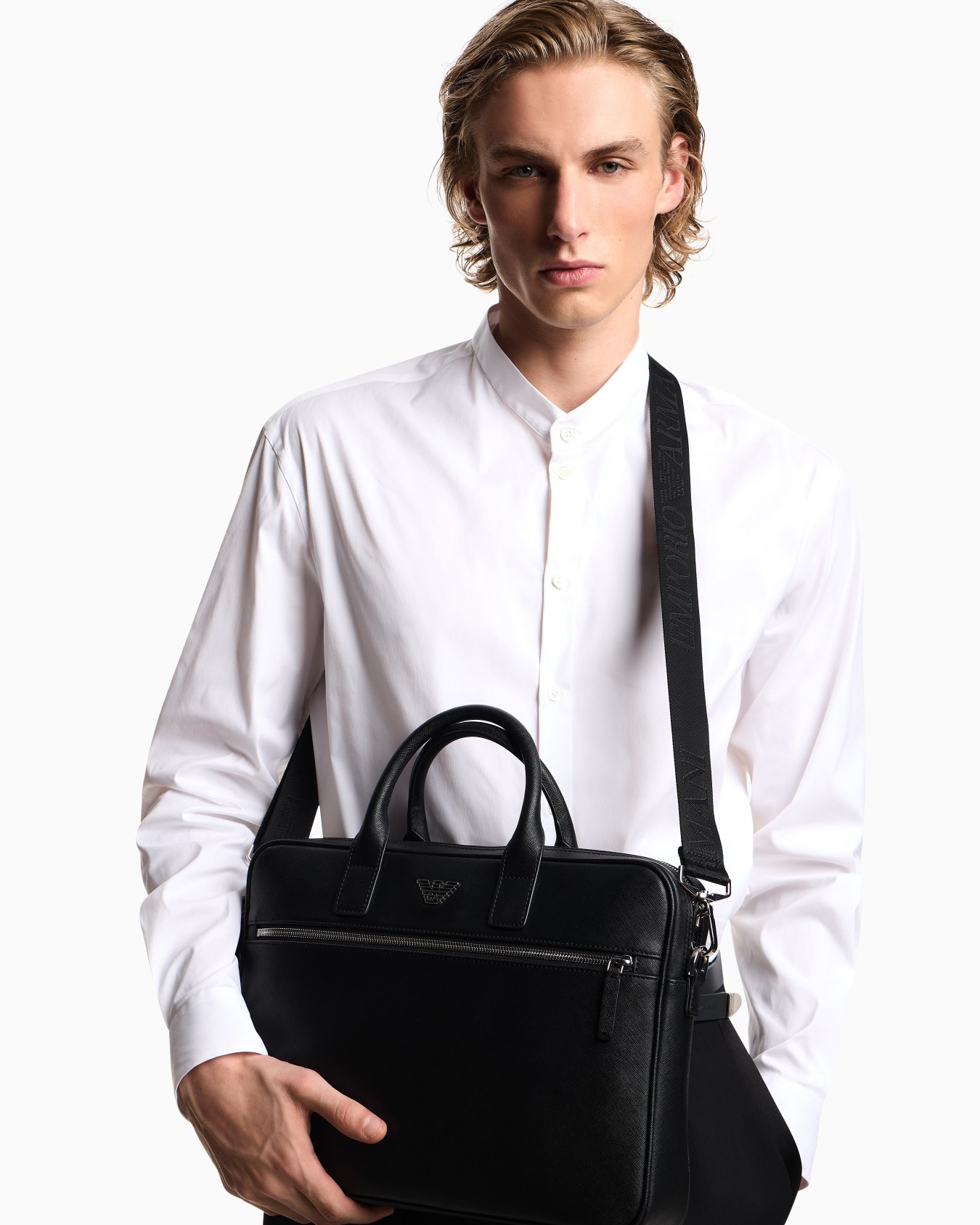 ASV regenerated Saffiano leather business bag with eagle plate Slide 5