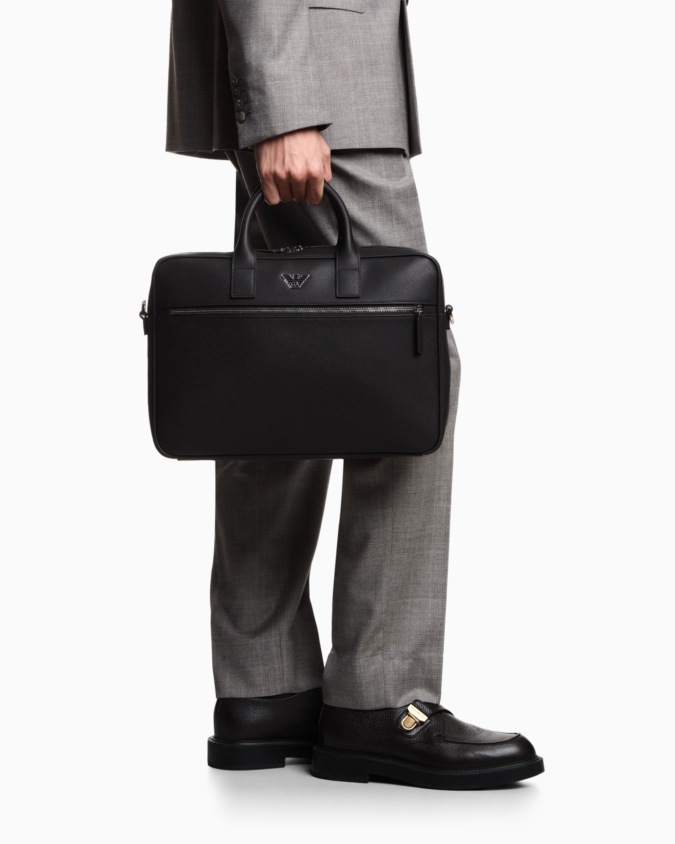 ASV regenerated Saffiano leather business bag with eagle plate Slide 5