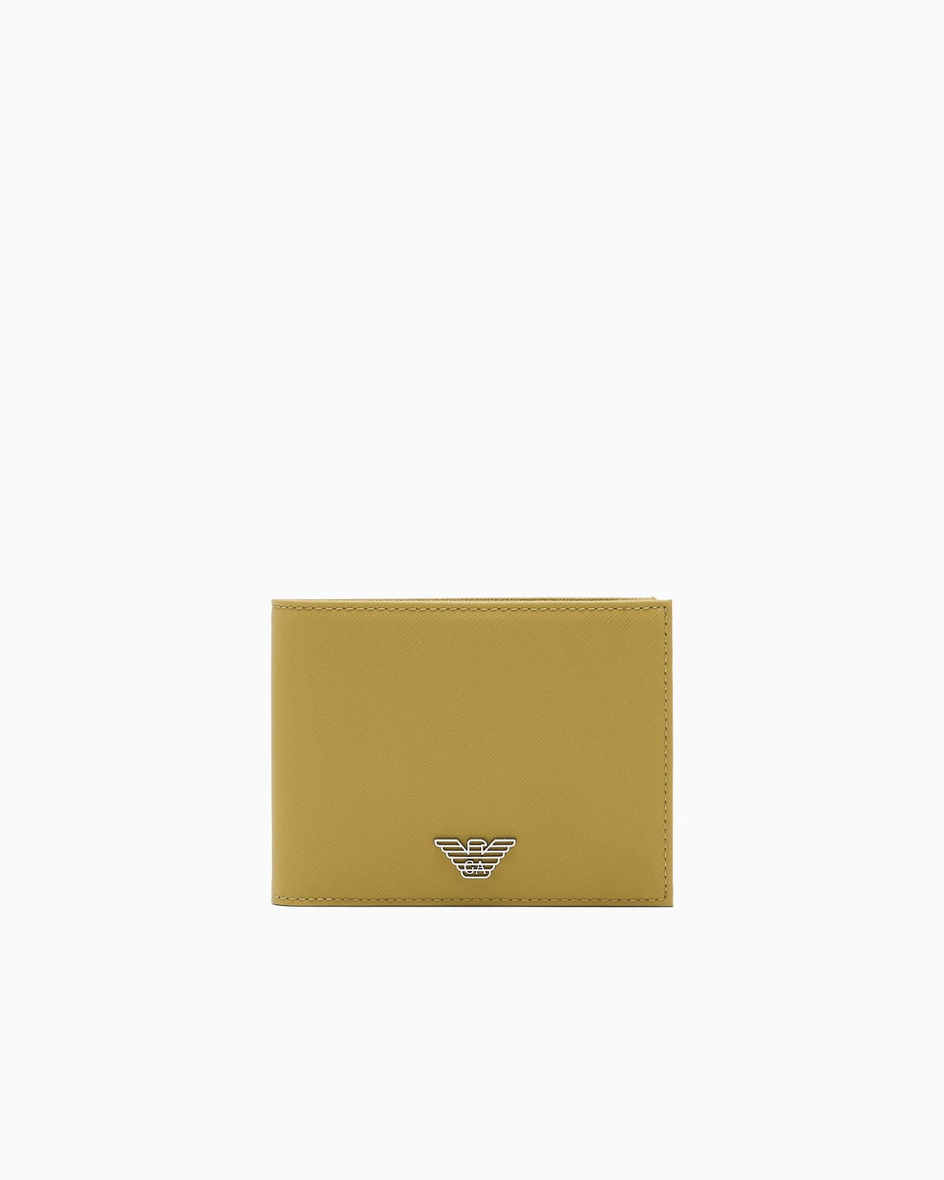 regenerated Saffiano leather coin-pocket wallet with eagle plate Slide 0