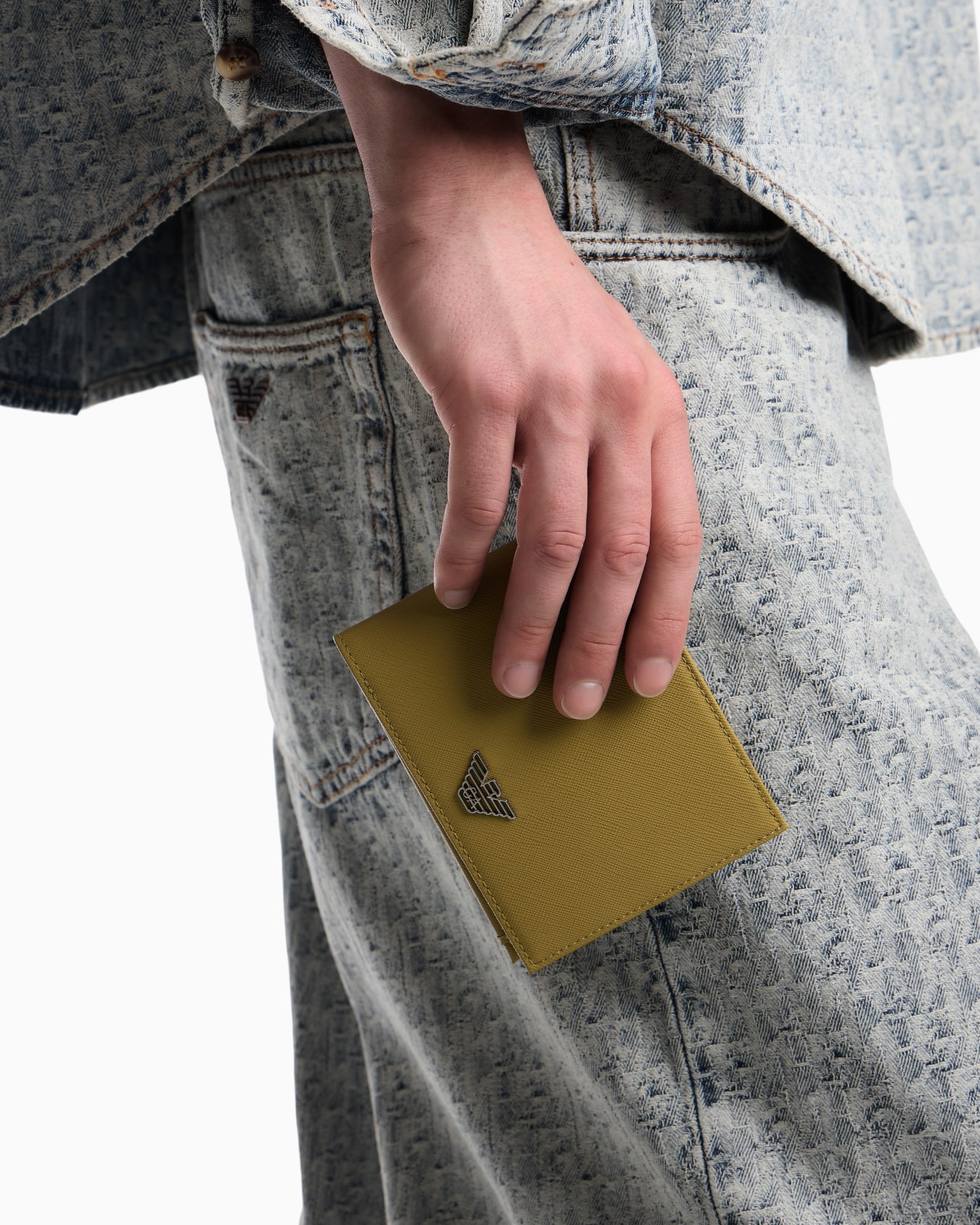 regenerated Saffiano leather coin-pocket wallet with eagle plate Slide 4