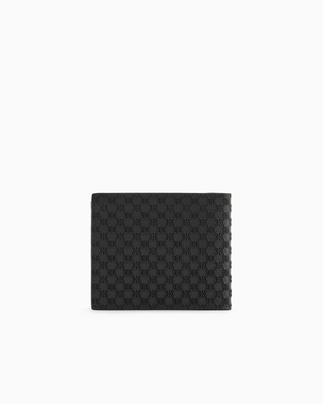Leather coin-pocket wallet with all-over embossed pattern Slide 1