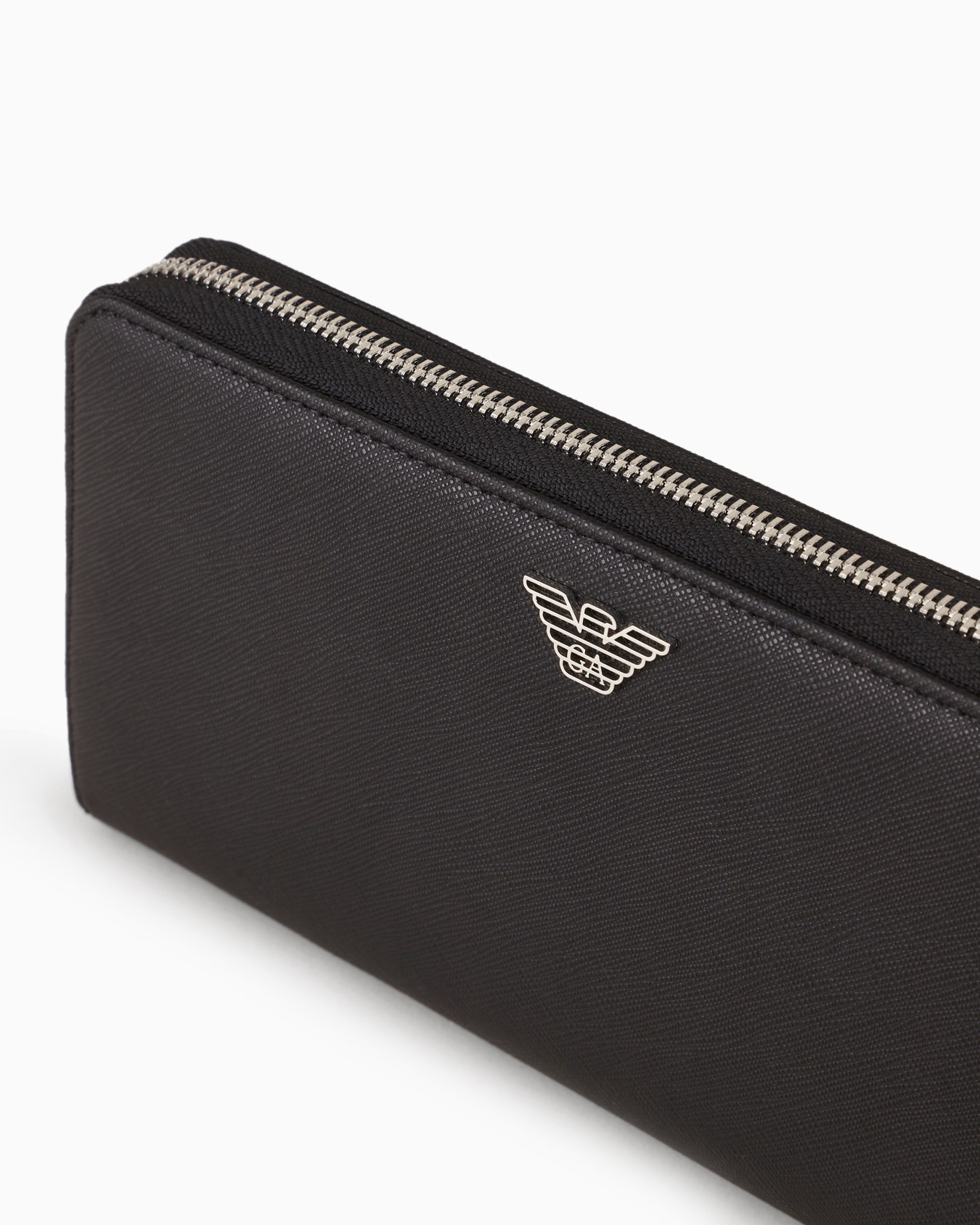 Portefeuille entièrement zippé en cuir saffiano régénéré avec plaquette aigle ASV Diapositive 3