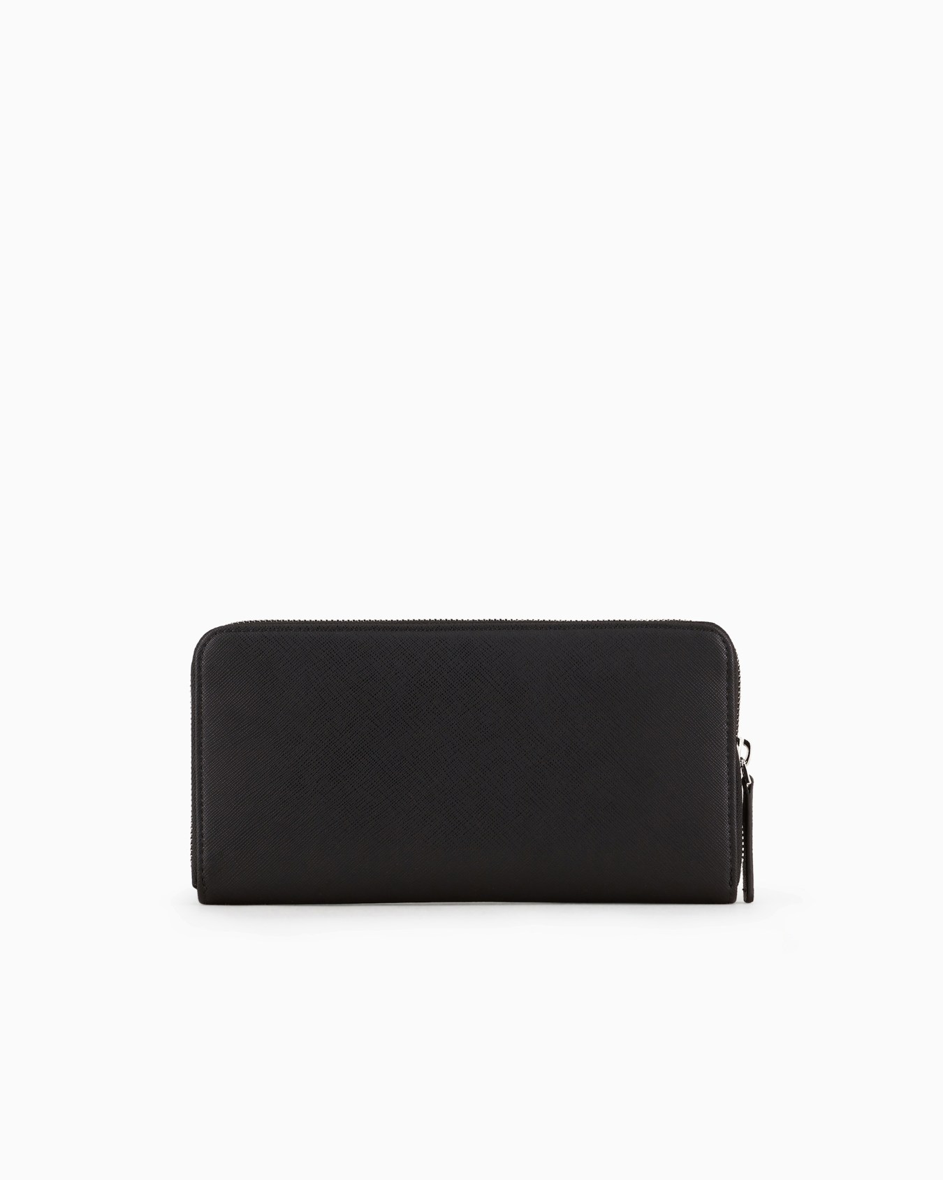 Cartera con cremallera perimetral de piel saffiano regenerada con placa de águila ASV Diapositiva 1