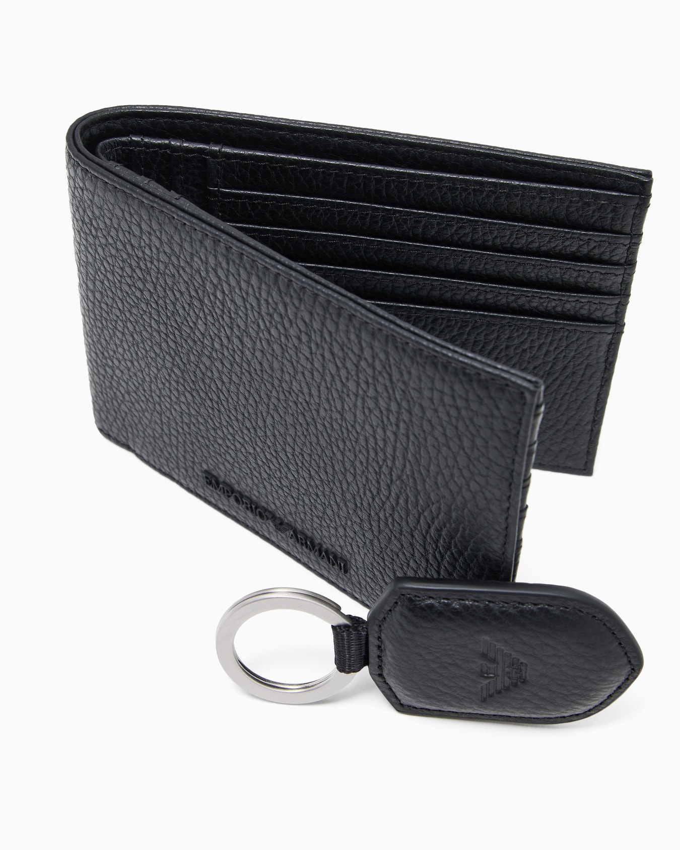 Coffret cadeau avec portefeuille et porte-clés en cuir martelé Diapositive 2