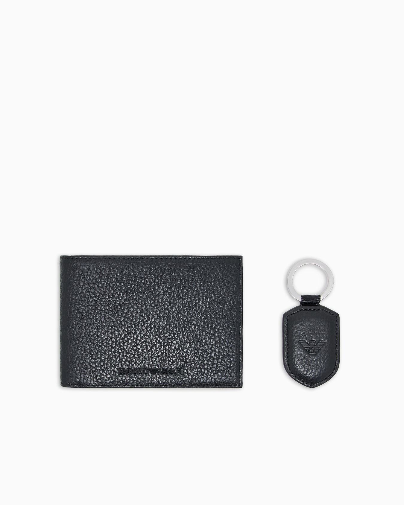 Coffret cadeau avec portefeuille et porte-clés en cuir martelé Diapositive 0