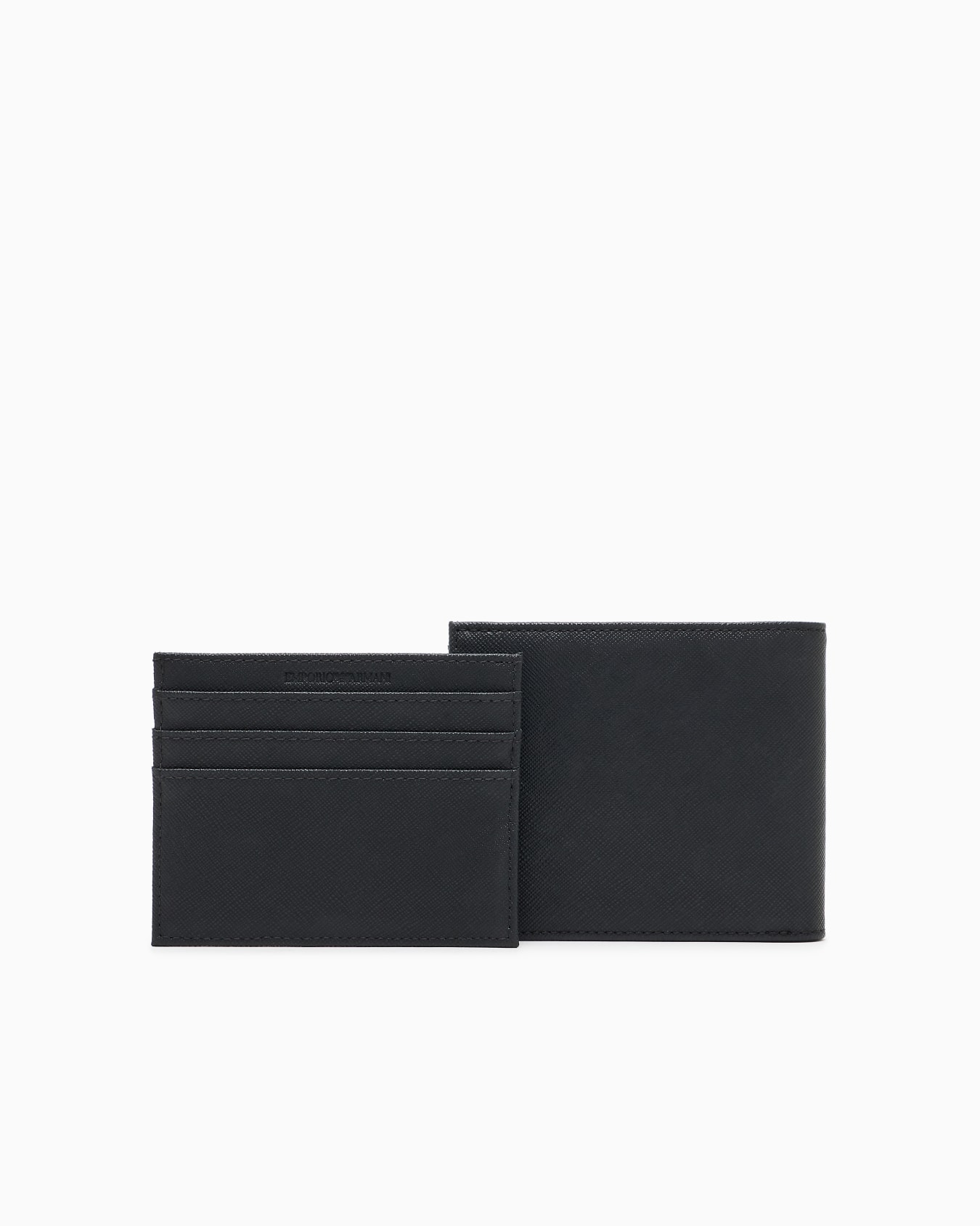 Caja regalo con cartera y tarjetero en piel saffiano regenerada con placa de águila ASV Diapositiva 1
