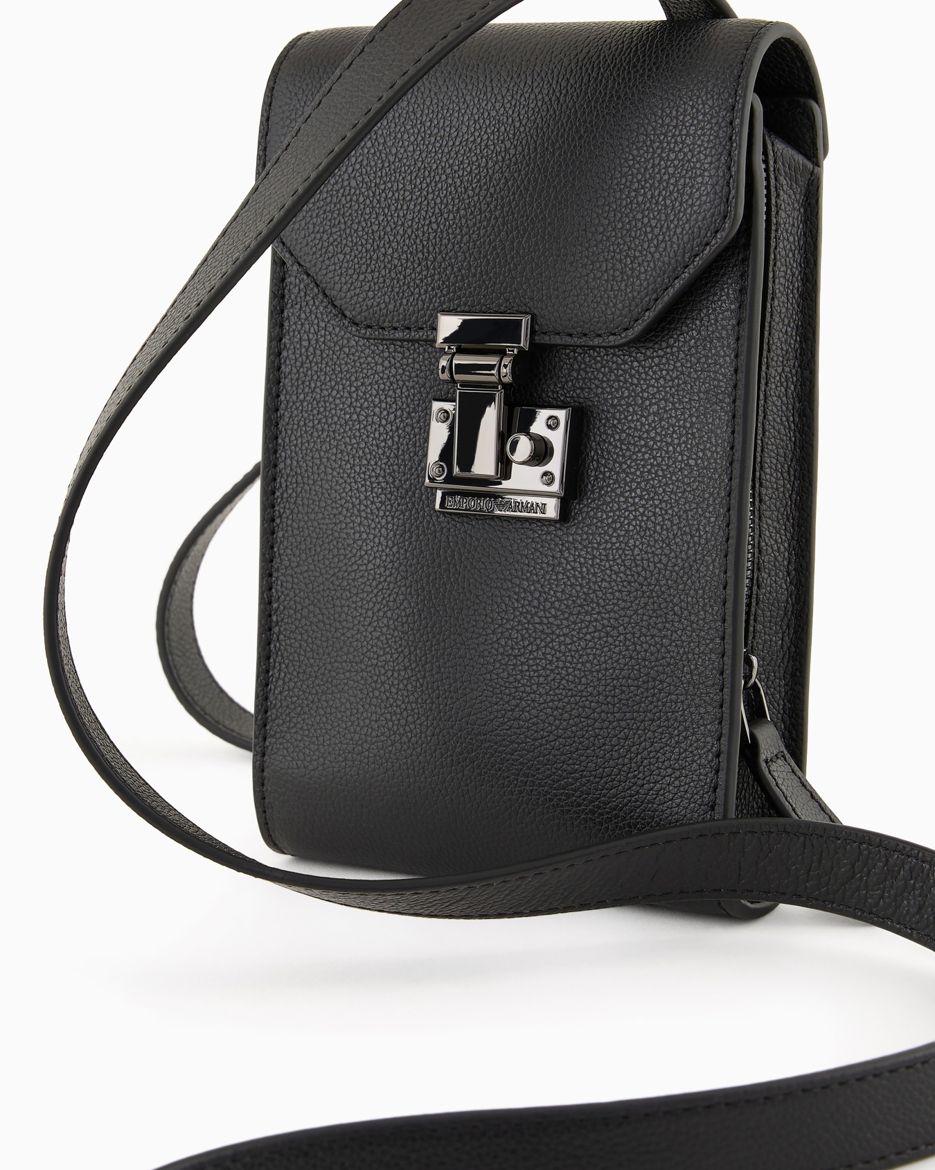 Tumbled-leather tech case with shoulder strap Slide 4