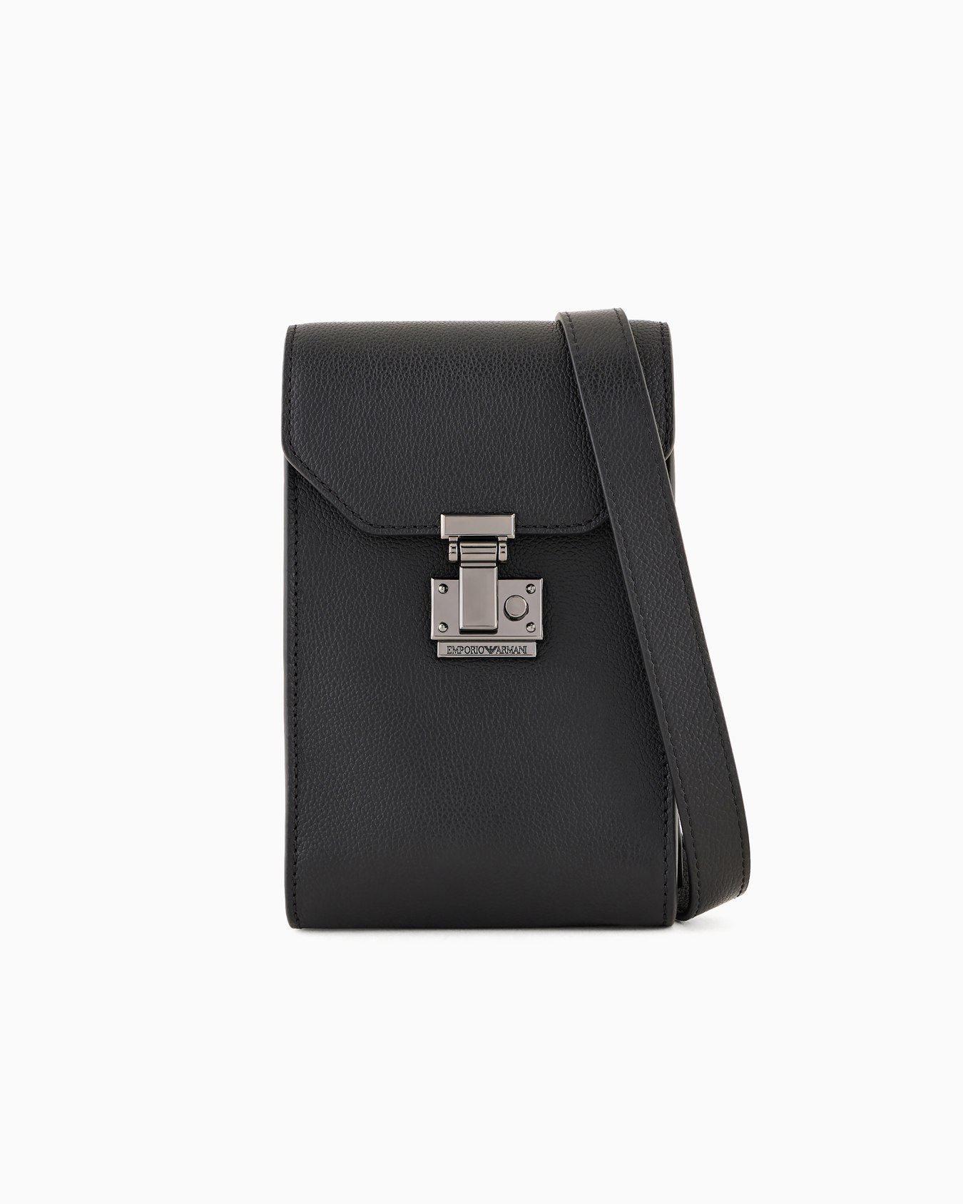 Tumbled-leather tech case with shoulder strap Slide 0