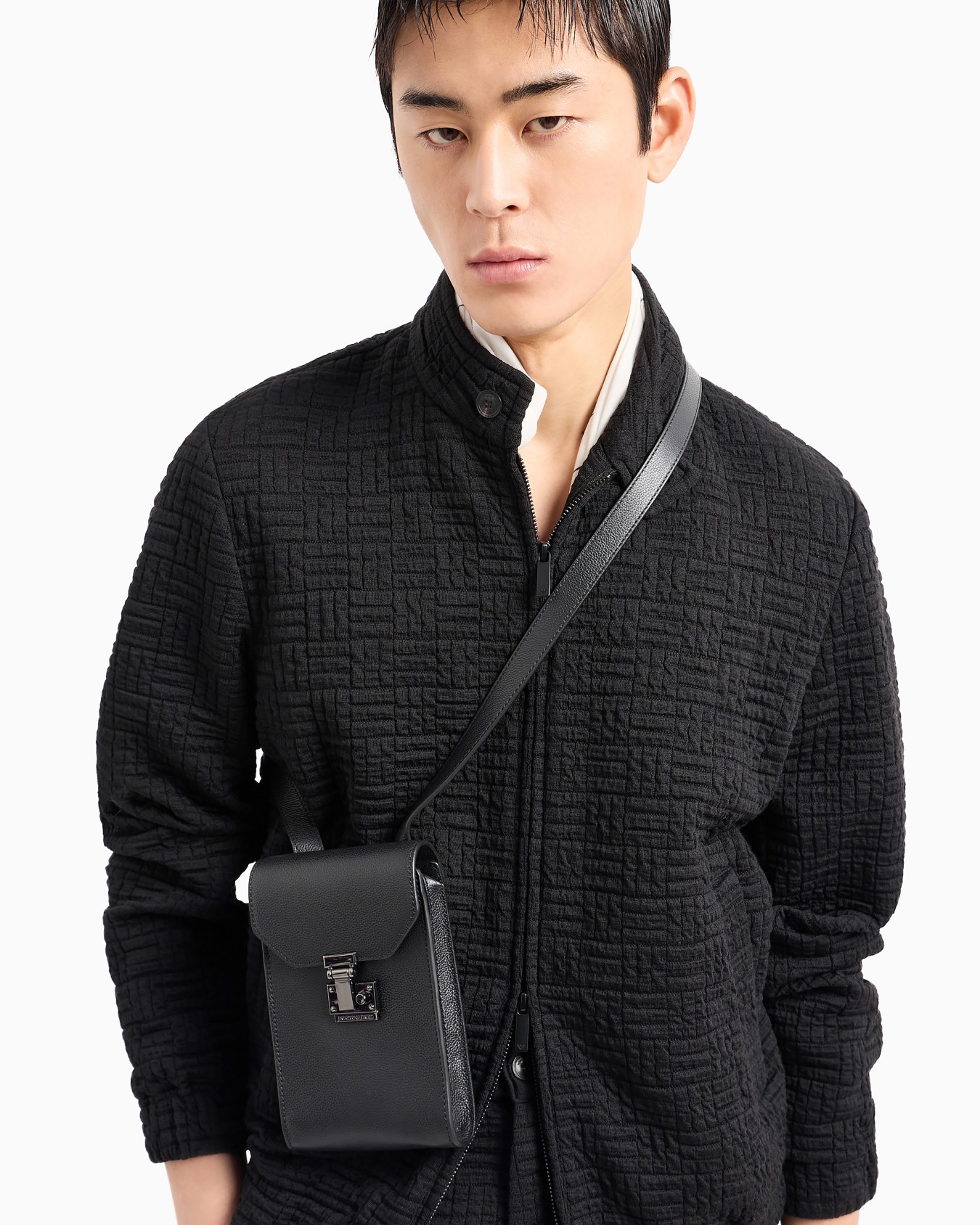 Tumbled-leather tech case with shoulder strap Slide 5