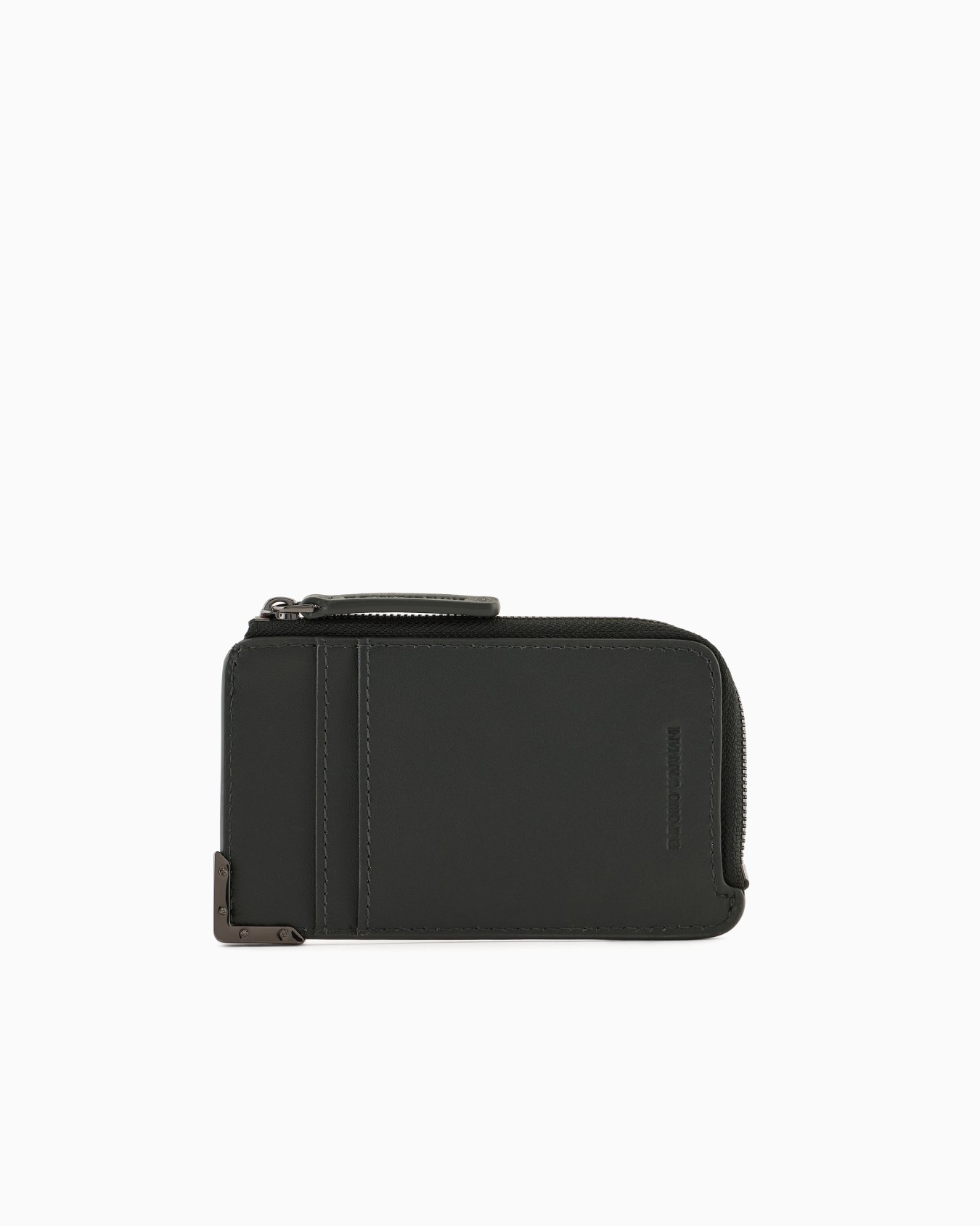 Tarjetero de piel con cremallera y motivo integral en relieve Diapositiva 1