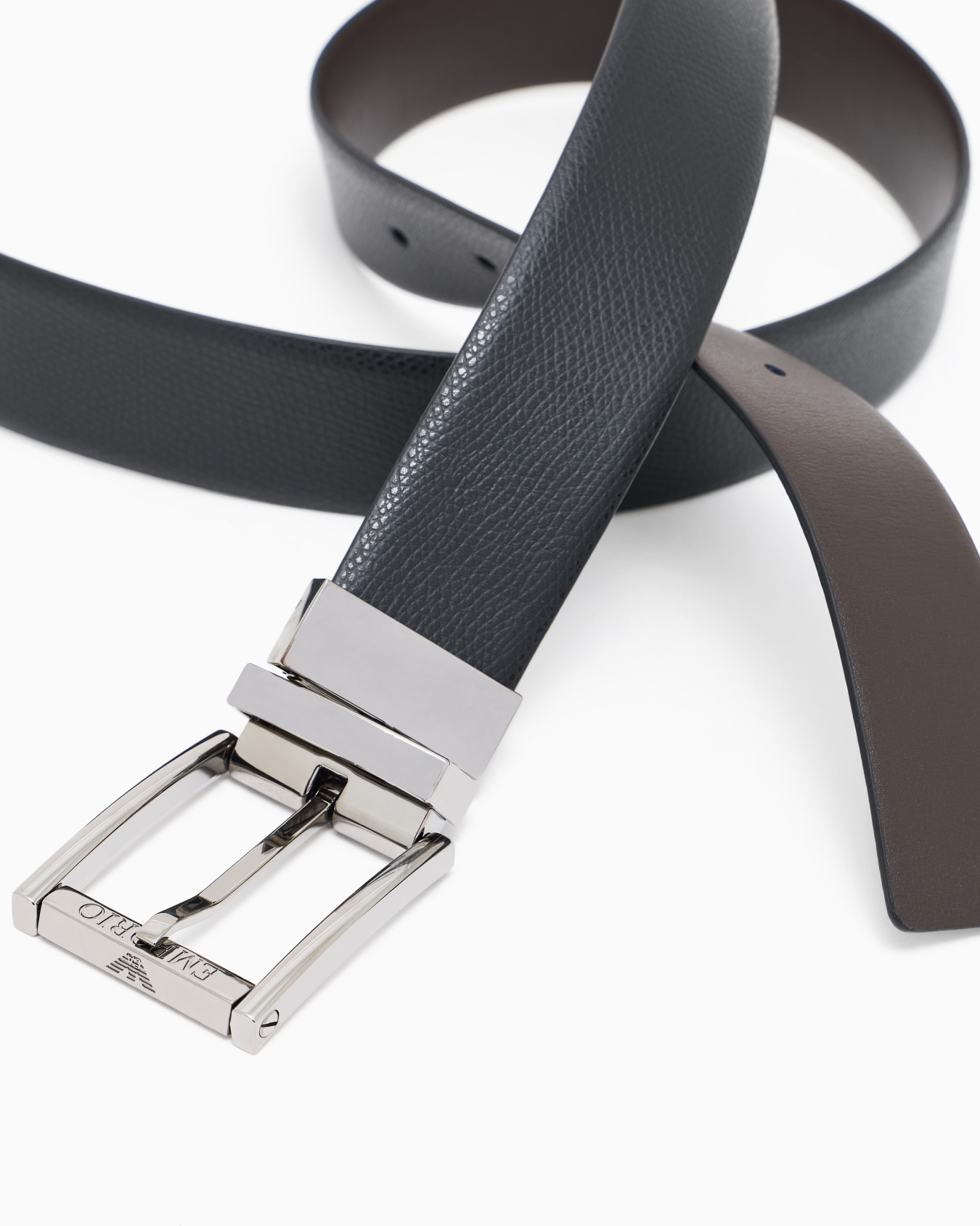 Reversible leather belt with one side in palmellato leather Slide 1