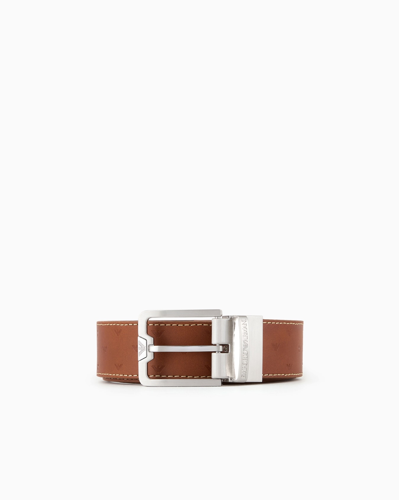 Reversible leather belt with all-over embossed eagle Slide 0
