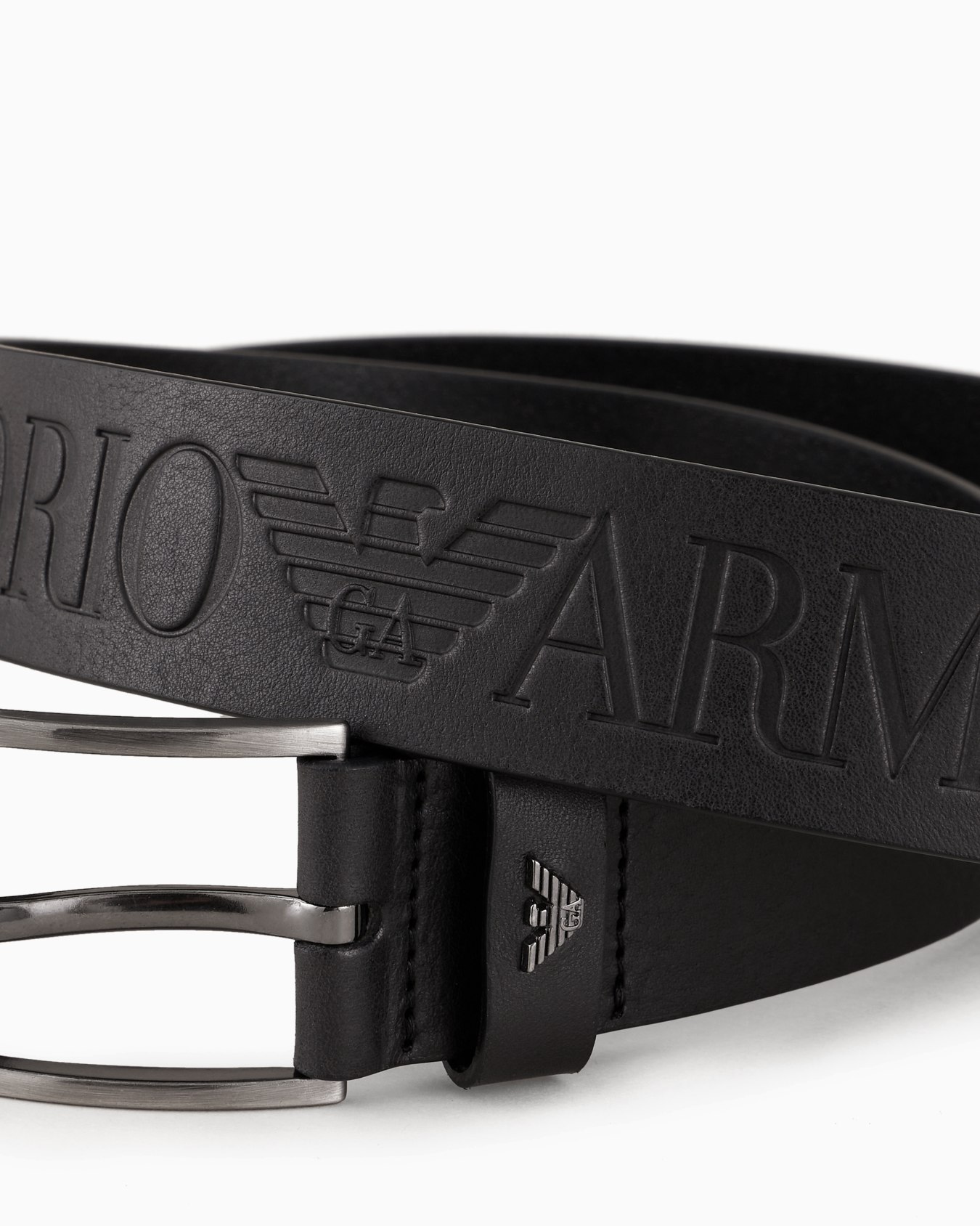 Tumbled-leather belt with oversized logo lettering Slide 1