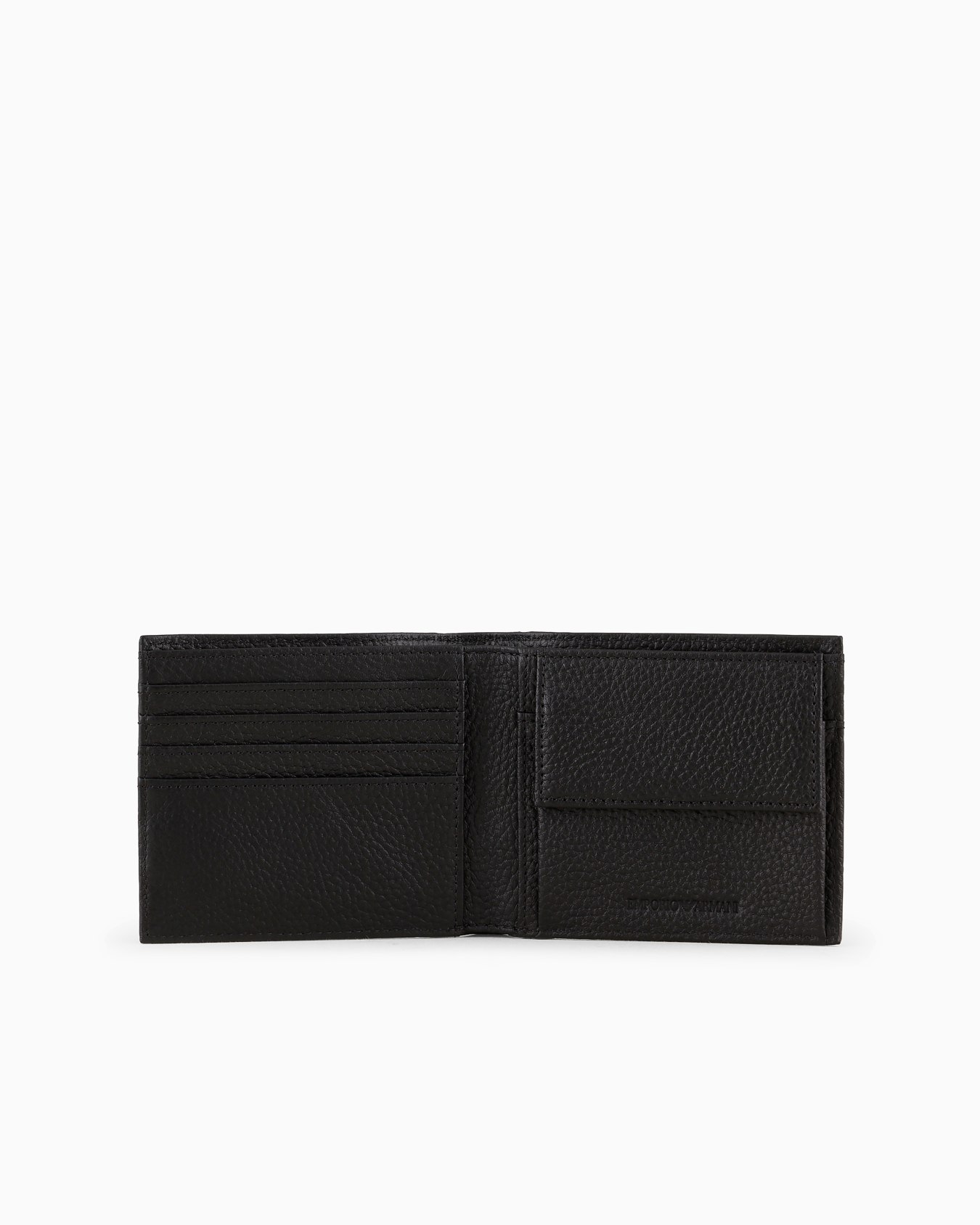 Leather coin-pocket wallet with all-over embossed eagle Slide 2