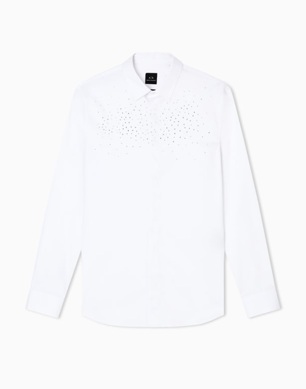 Slim fit short sleeve shirt in stretch satin