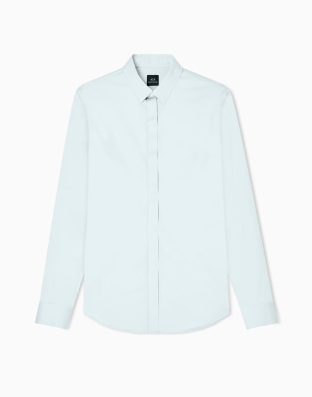 Slim fit short sleeve shirt in stretch satin