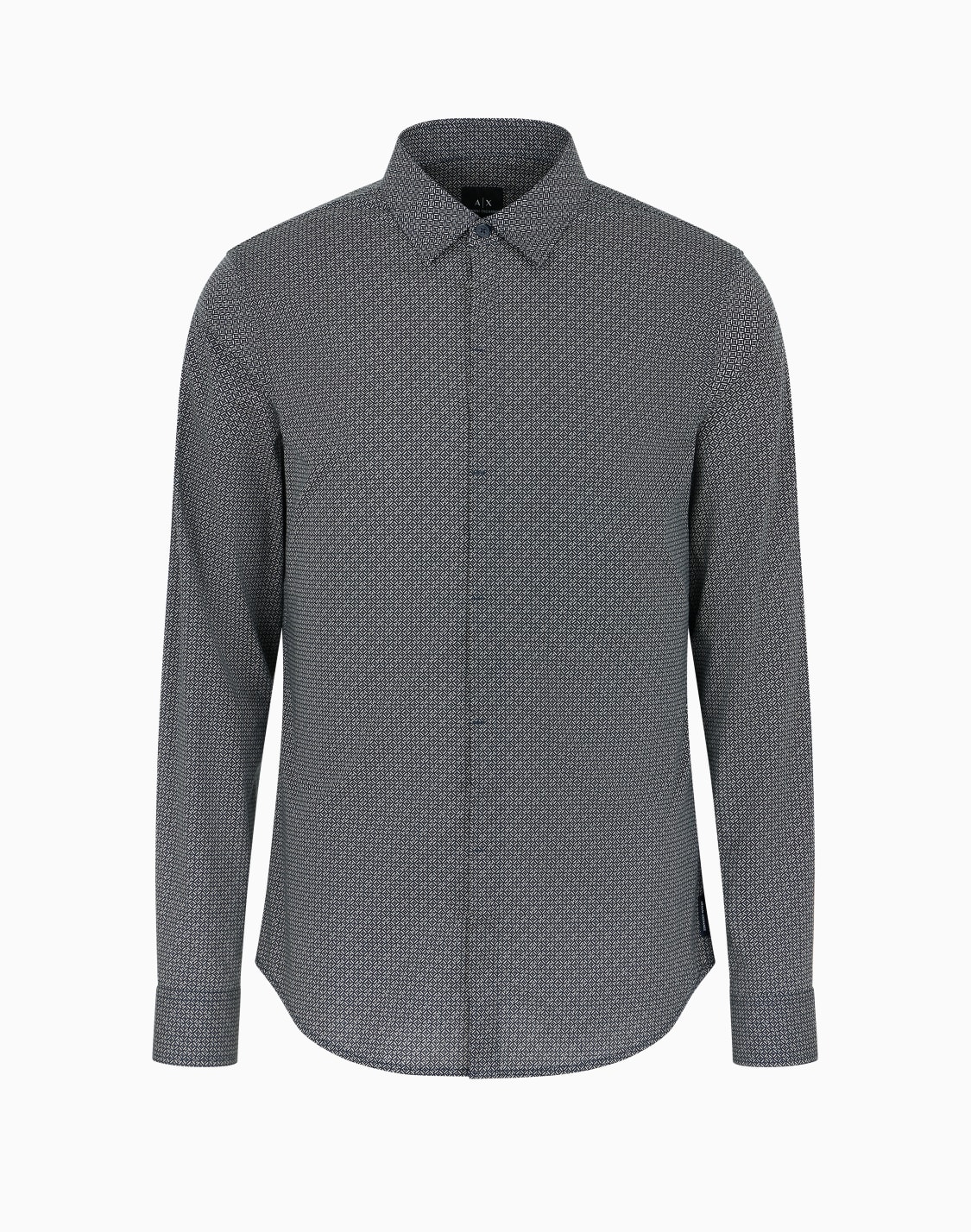 camisa-slim-fit-de-popeln-de-algodn-elstico-estampado--armani-exchange