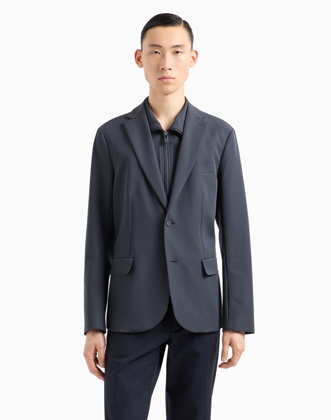 veste-simple-boutonnage-avec-plastron-interne-entirement-zipp-en-nylon-au-toucher-doux-bleu--emporio-armani
