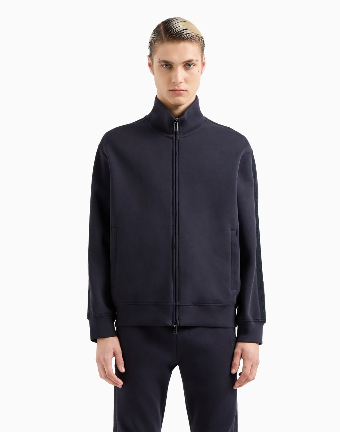 sweat-shirt-entirement-zipp-en-jersey-double-avec-bande-logo-et-imprim-en-relief-bleu-marine--emporio-armani