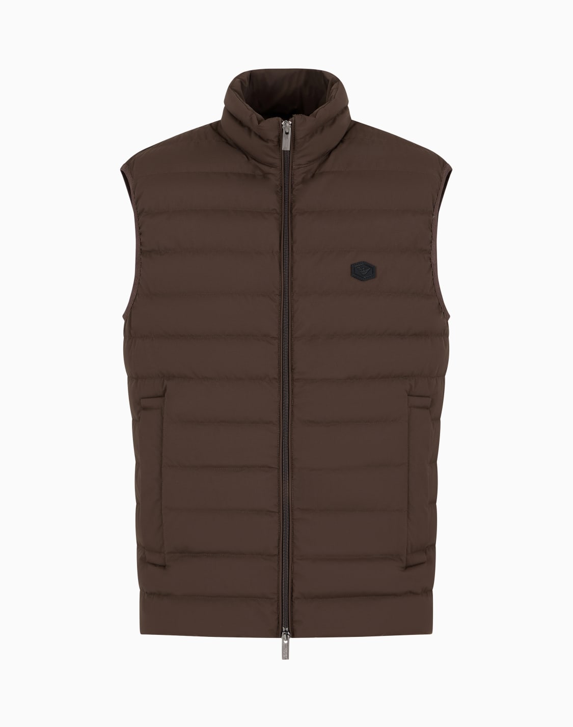 sleeveless-full-zip-down-jacket-in-quilted-nylon-with-eagle-logo-patch-brown--emporio-armani