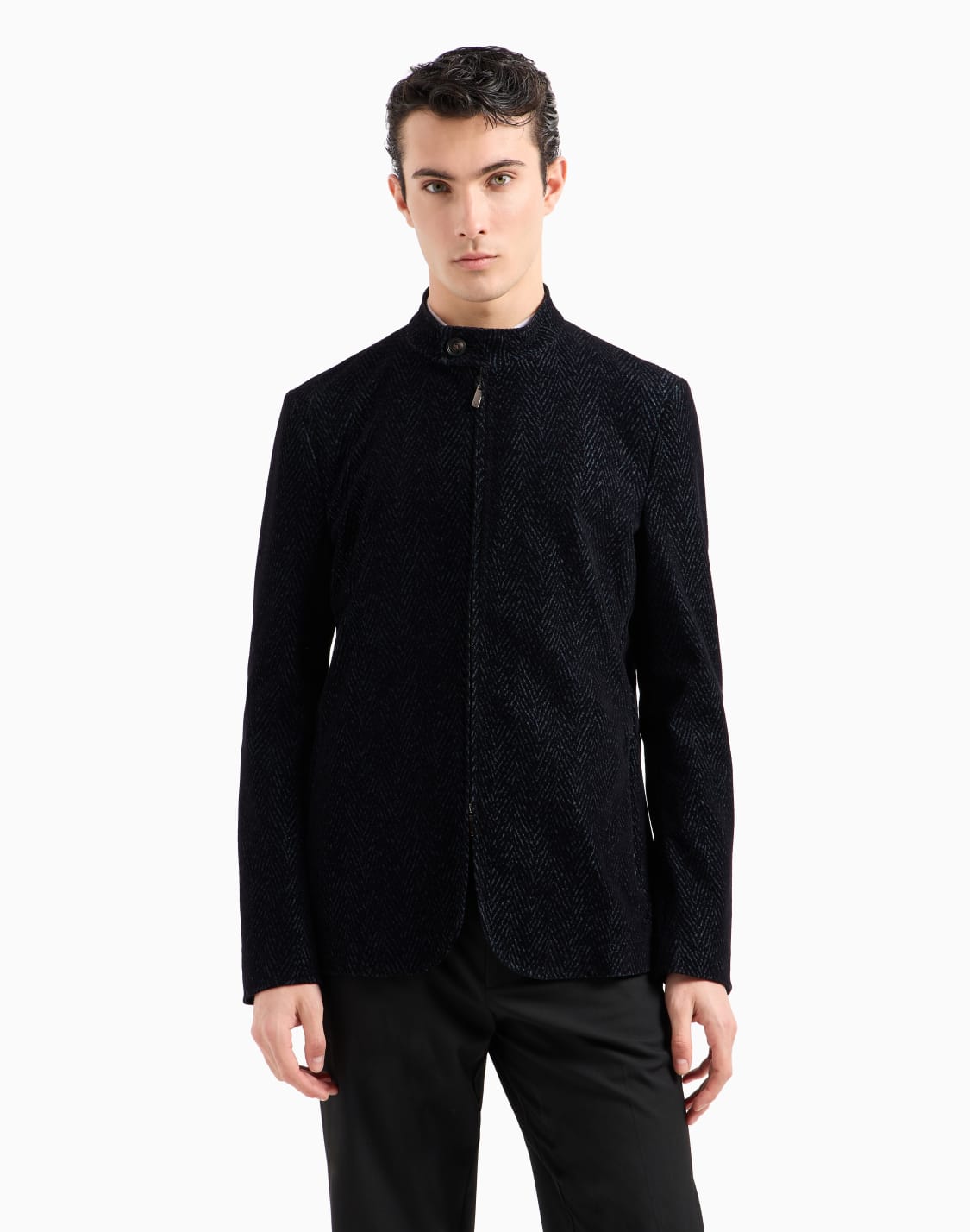 guru-collared-zip-up-mesh-jacket-with-all-over-chevron-flock-print-grey--emporio-armani