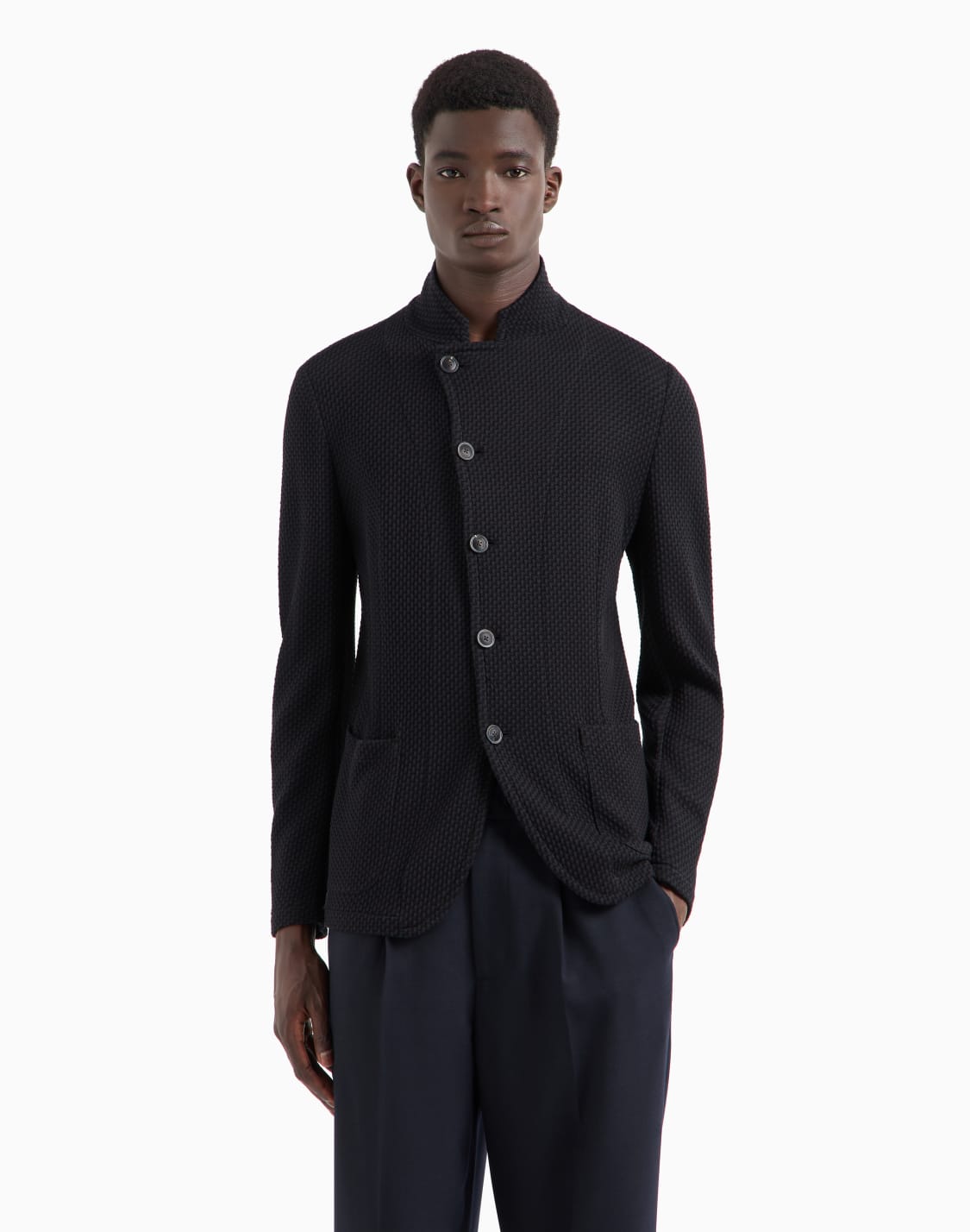 guru-collar-jacket-with-off-centre-fastening-in-3d-effect-knit-jersey-black--emporio-armani