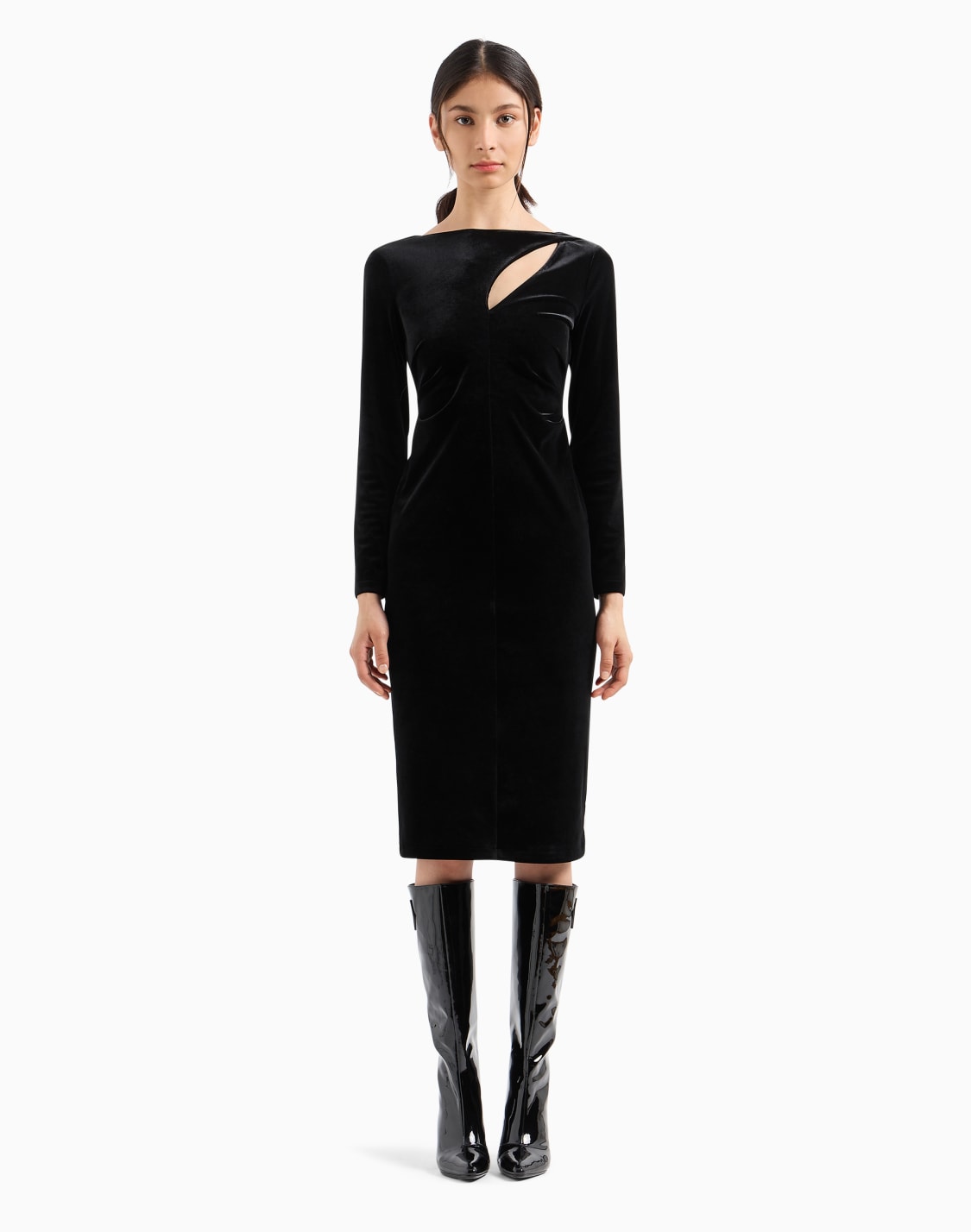 velvet-longuette-dress-with-cut-out-black--armani-exchange