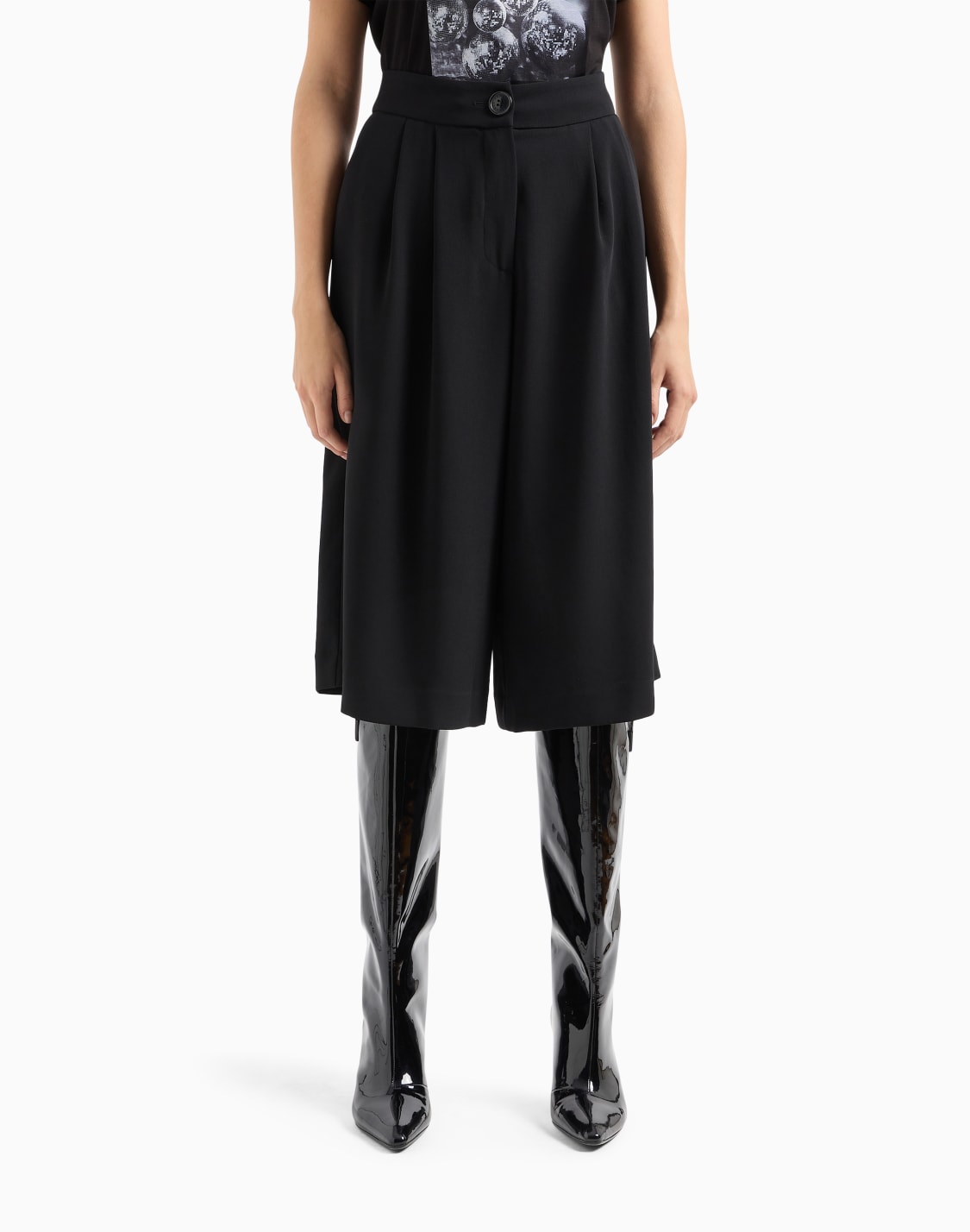 オンライン限定ワイドレッグ-バミュダパンツ-ブラック--armani-exchange