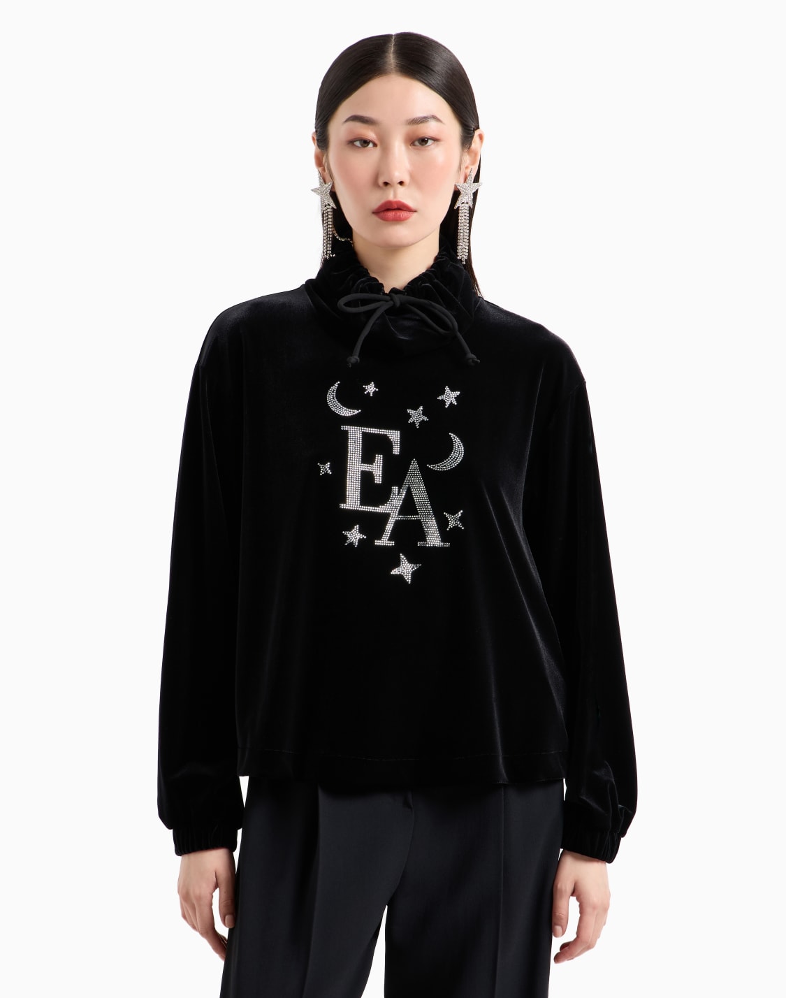 mock-neck-sweatshirt-in-chenille-with-moon-and-stars-rhinestone-logo-black--emporio-armani