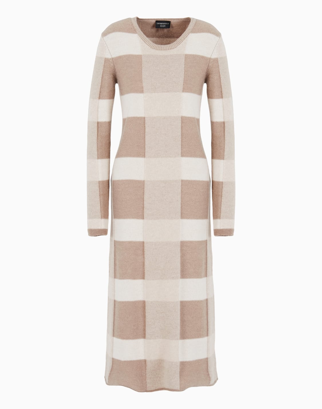 abito-lungo-in-lana-vergine-con-motivo-check-vanis-icon-beige--emporio-armani