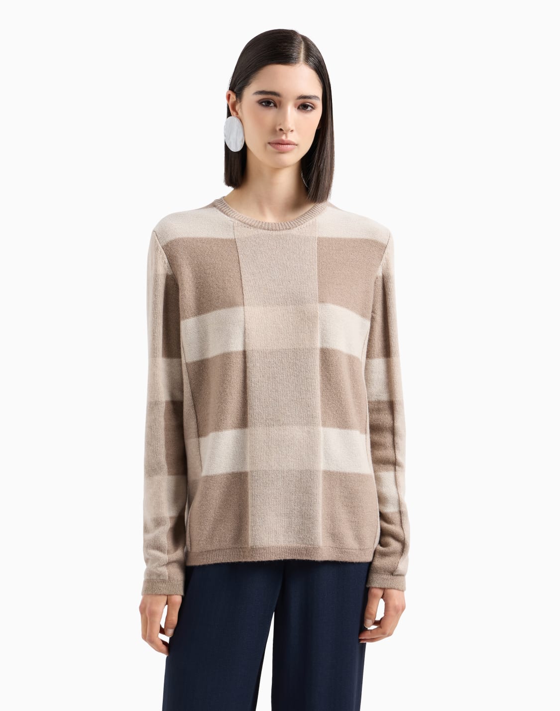 icon-virgin-wool-jumper-with-a-plated-check-motif-beige--emporio-armani
