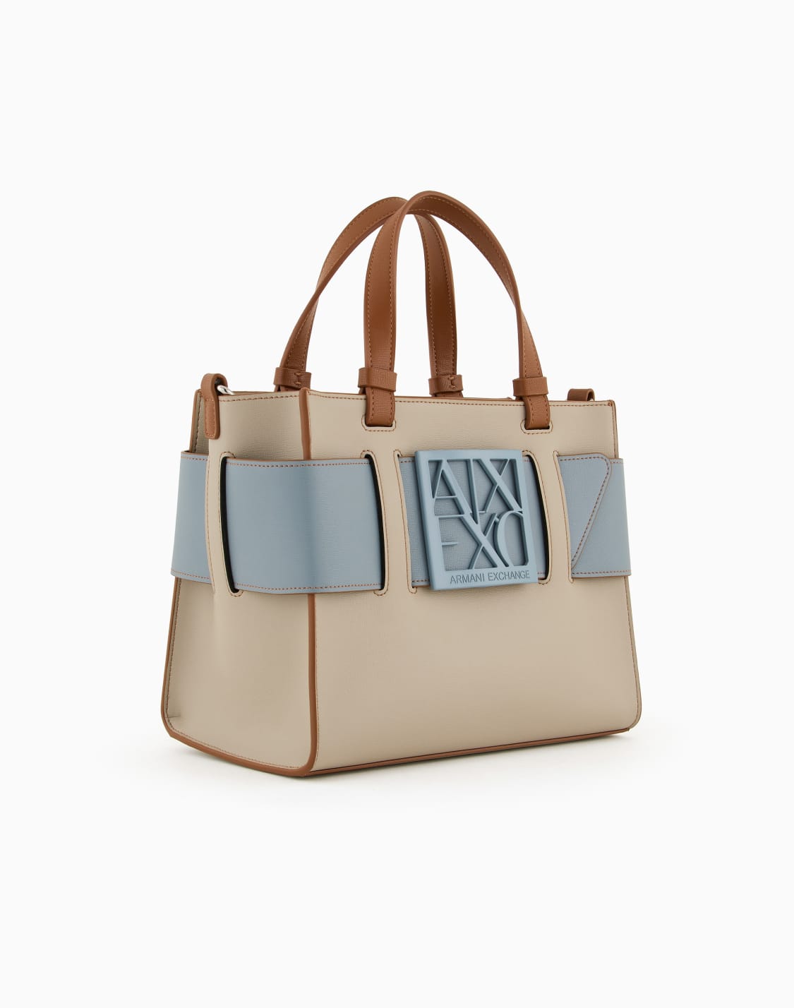 boxロゴバックル-ミニハンドバッグ-ベジュ--armani-exchange