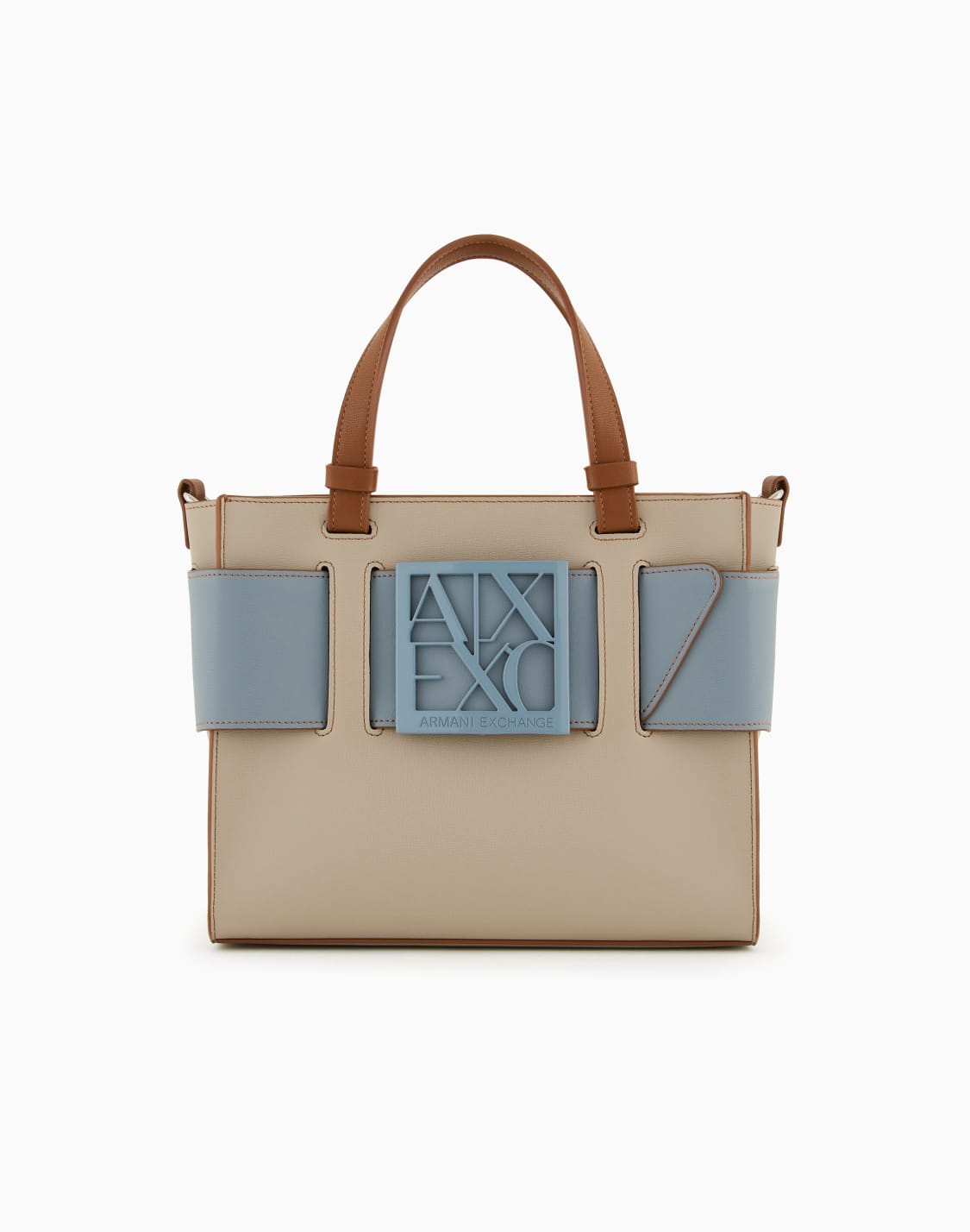 boxロゴバックル-ミニハンドバッグ-ベジュ--armani-exchange