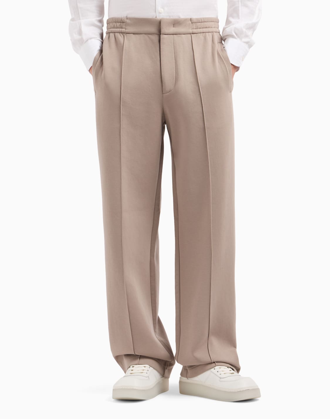 pantalon-avec-nervures-et-bas-lastique-en-jersey-double-beige--emporio-armani